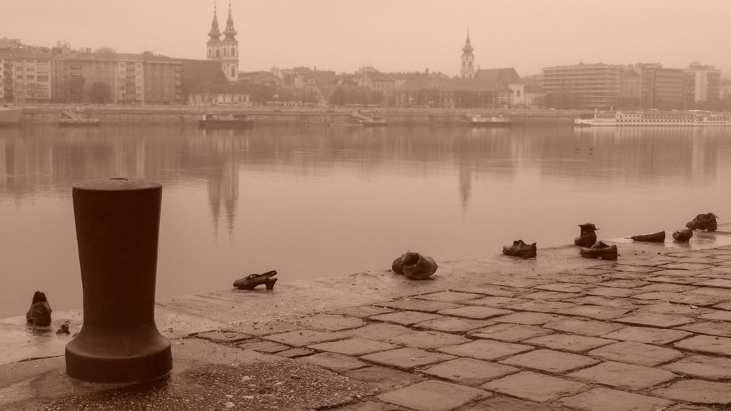 Shoes on the Danube Bank in Budapest Hungary
