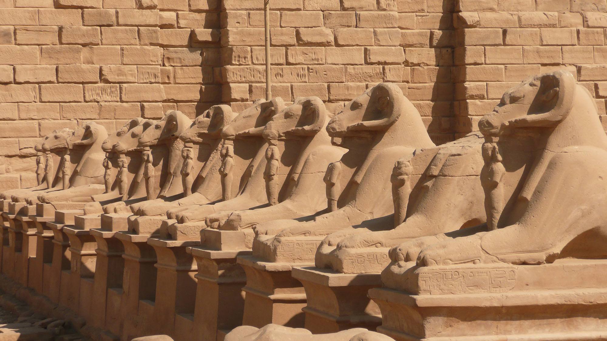 Animal statues inside Karnak Temple Luxor Egypt