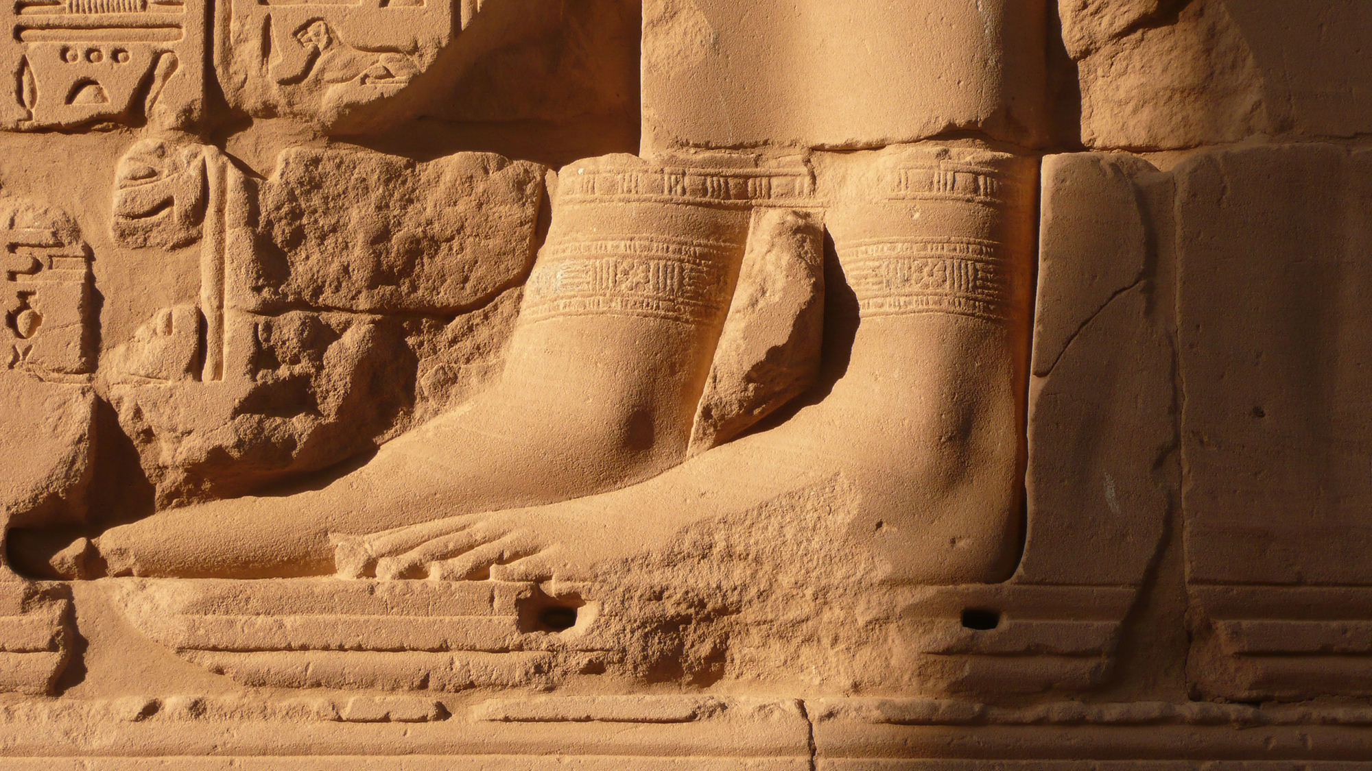 Giant feet of statue at Abu Simbel Aswan Egypt