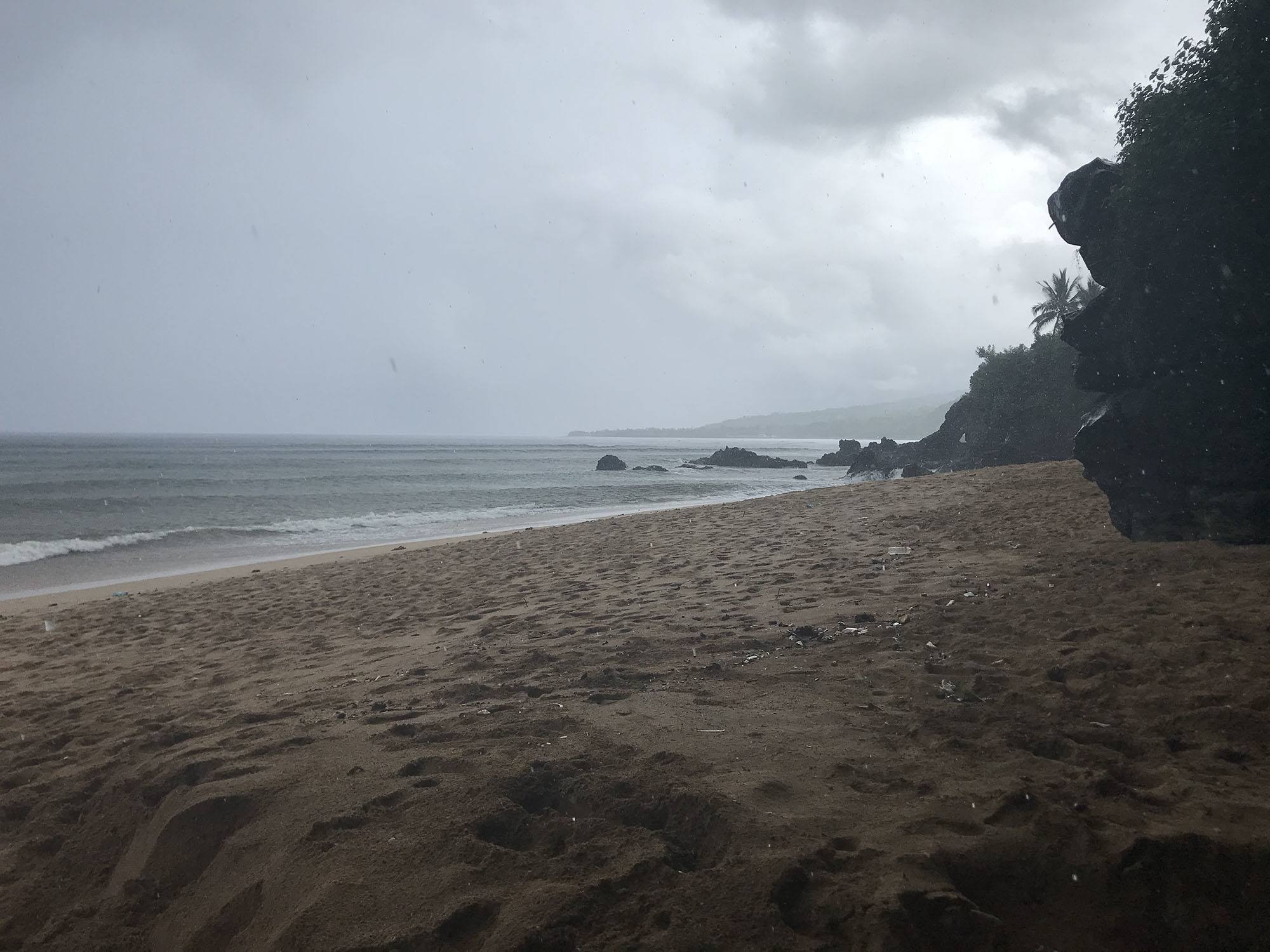 Moya beach in the rain Anjouan Comoros