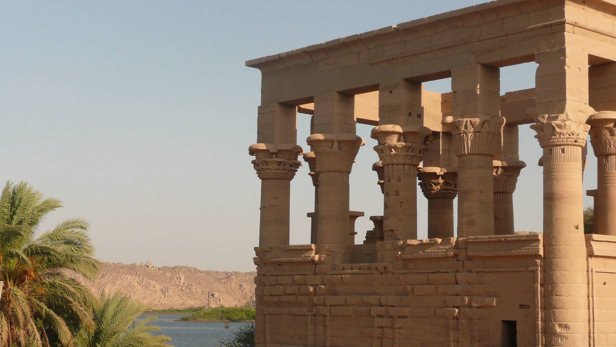 Philae Temple and palm tree Aswan Egypt