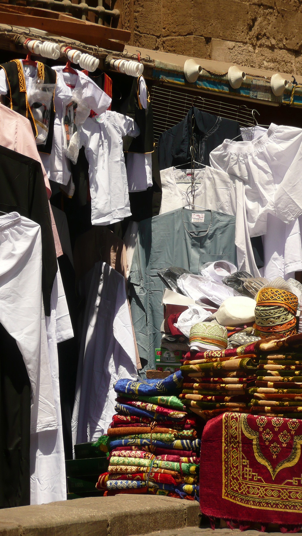 Traditional Egyptian clothing for sale in Khan el Khalili Cairo Egypt