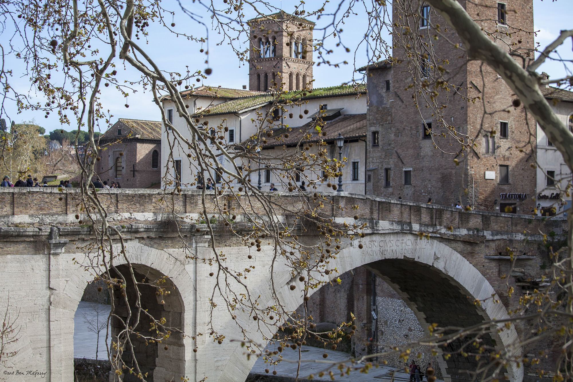 Ancient bridge in Rome Italy linking Trastevere to the city