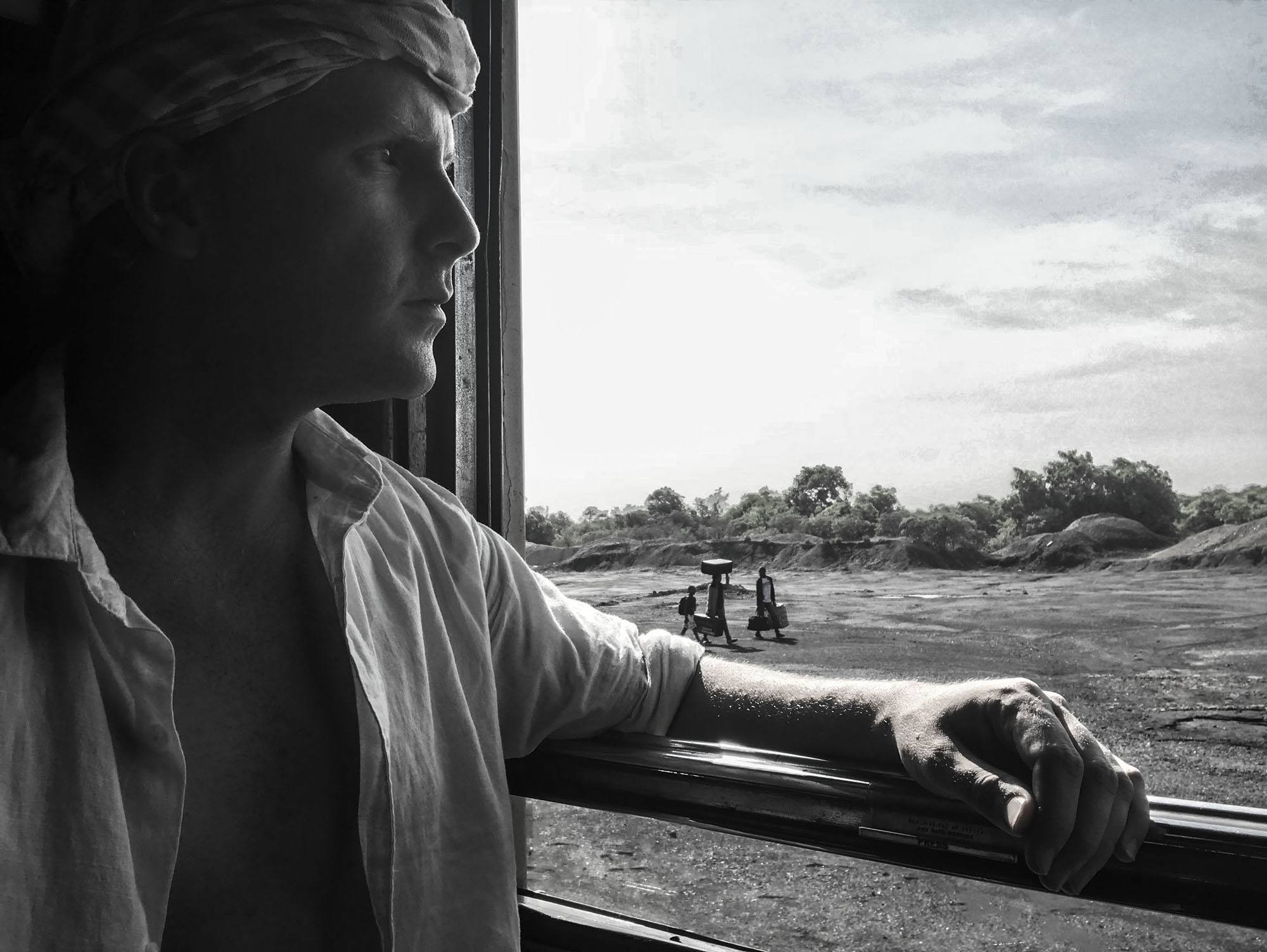 Ben on night train between Bulawayo and Victoria Falls Zimbabwe