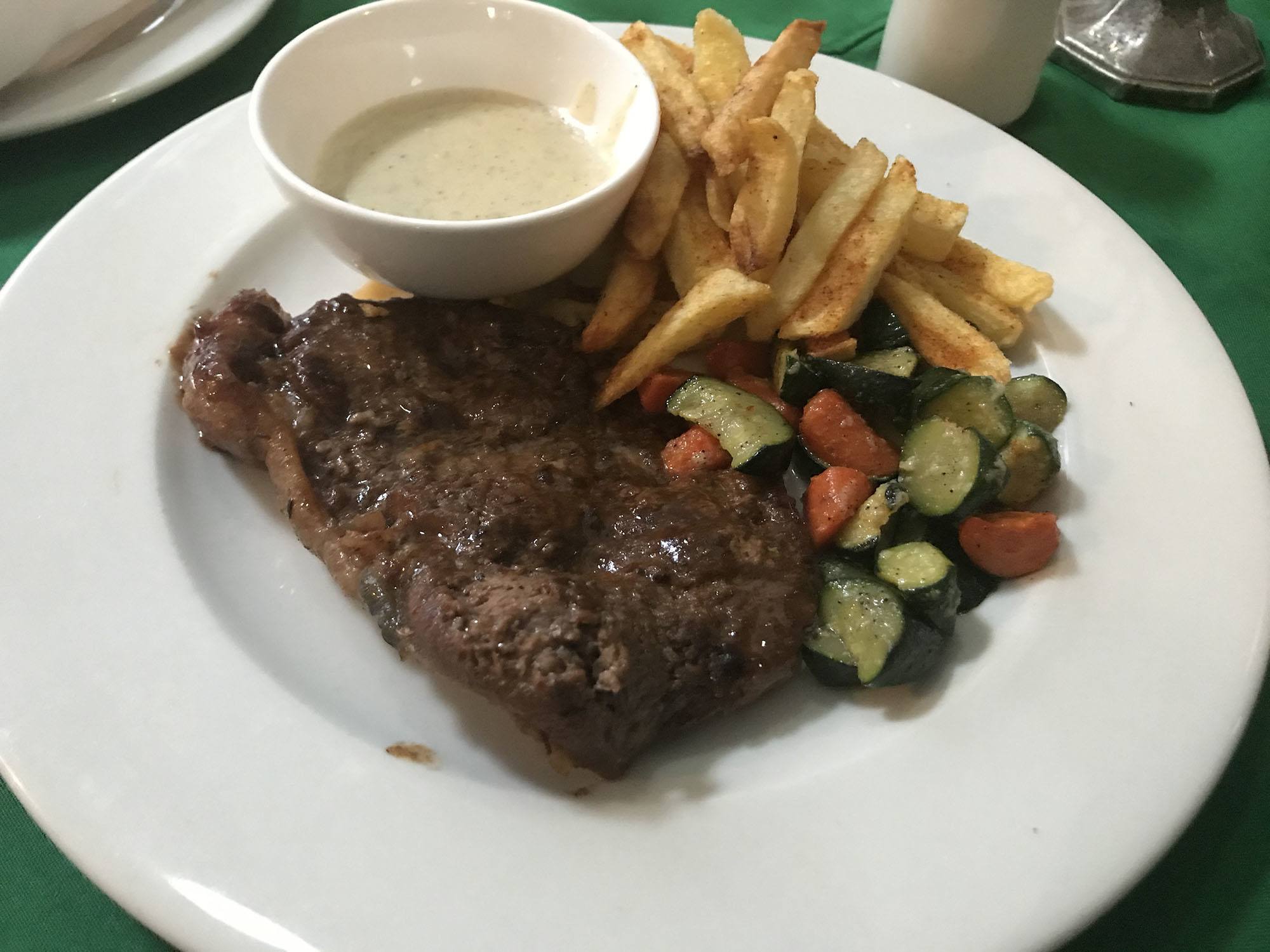 Steak and vegetably meal at Bulawayo Club Zimbabwe