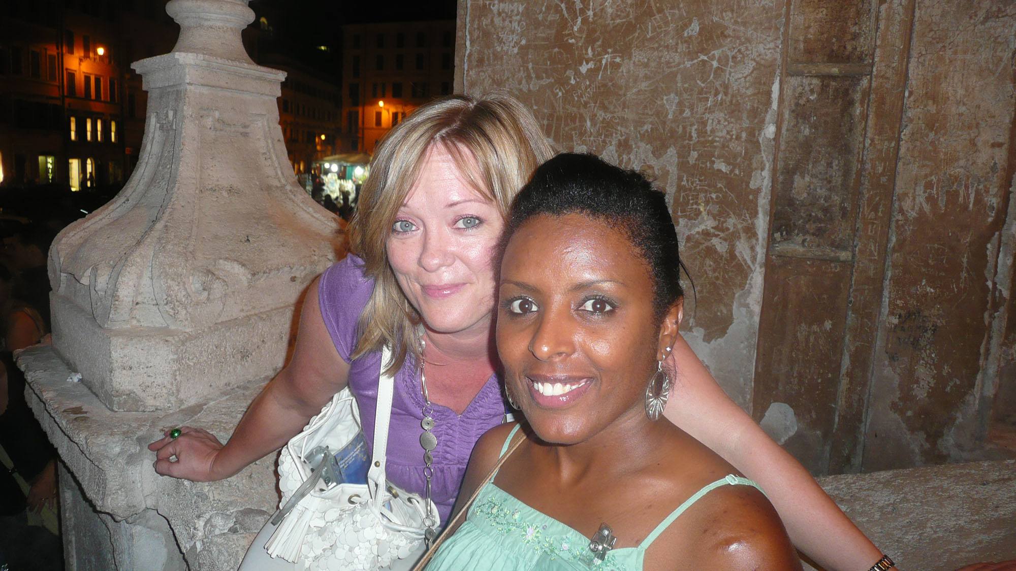 Tsega with Camilla on the Spanish Steps in Rome