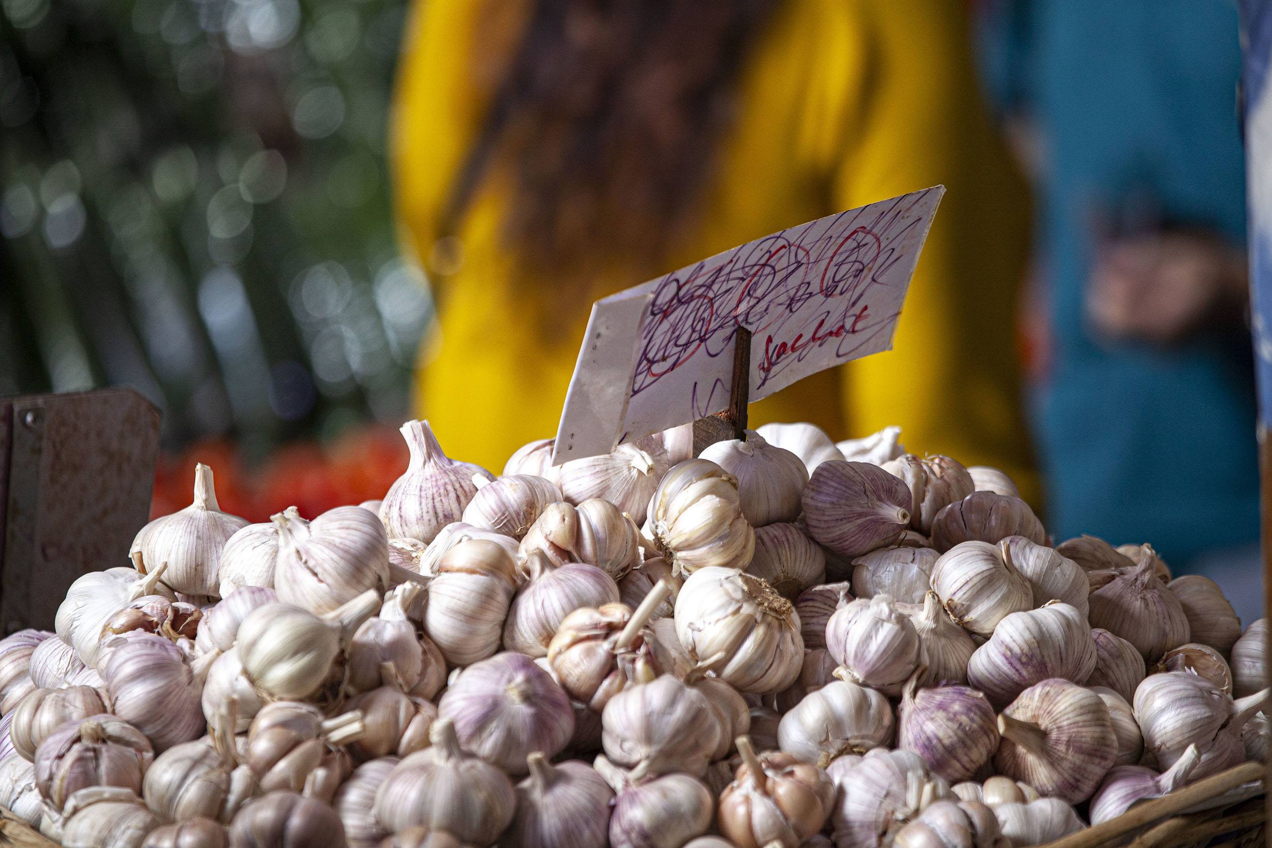 garlic at central market in Port Louis Mauritius