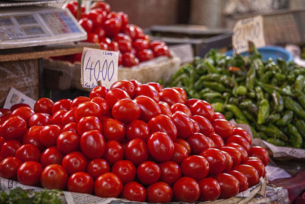 tomatoes at central market in Port Louis Mauritius
