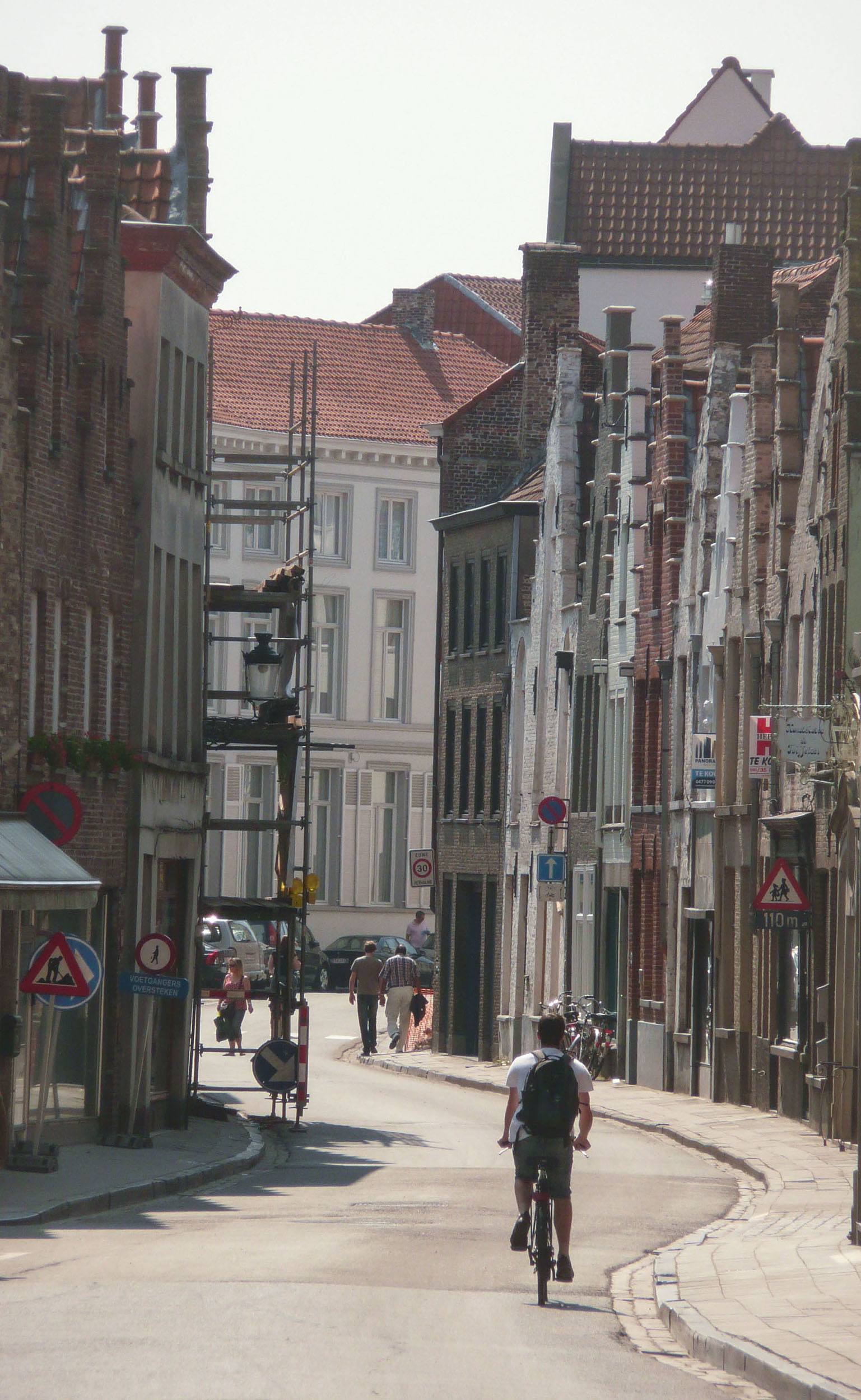 A cobblestone street in Bruges Belgium