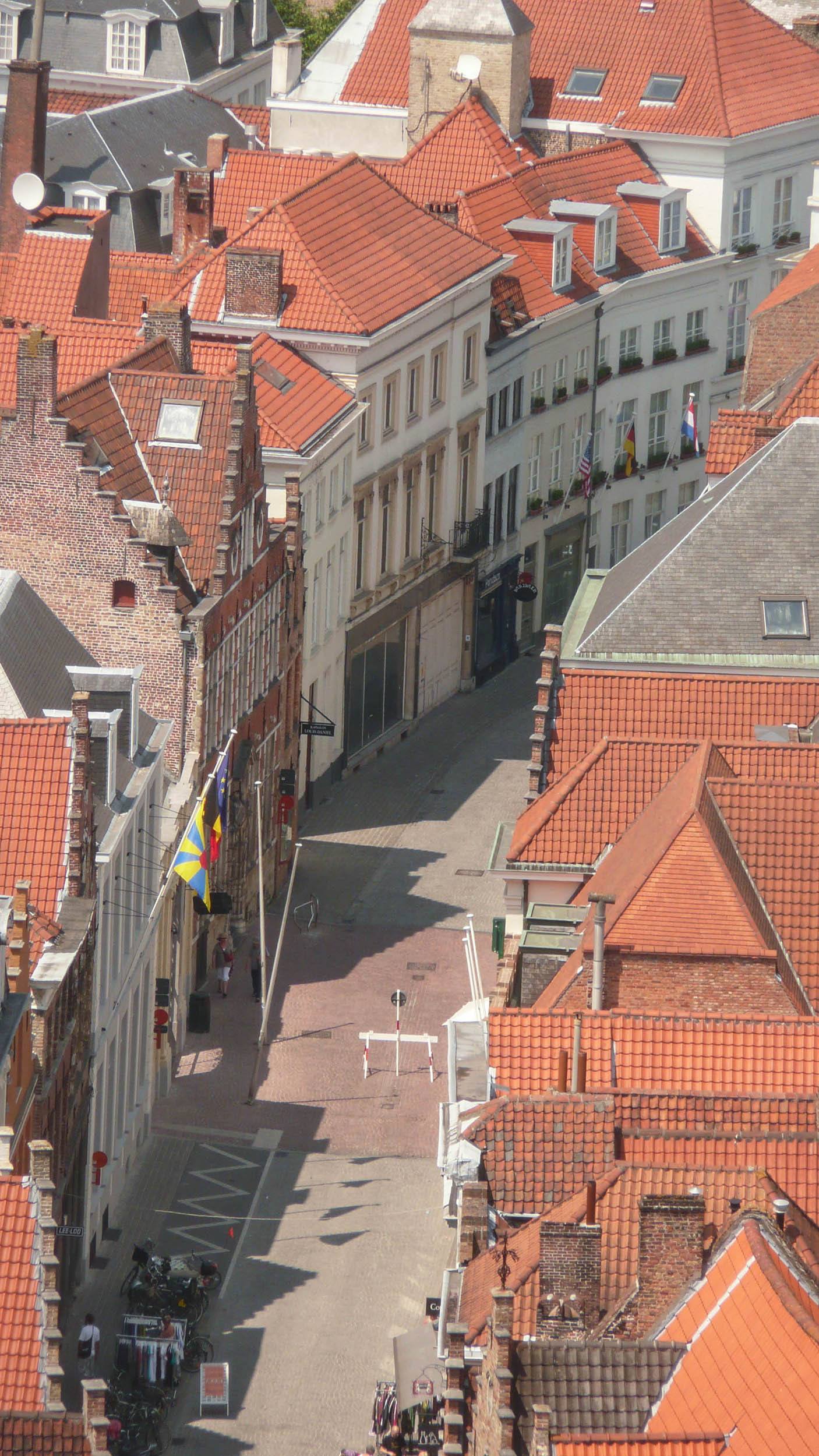 A street in Bruges from the Belfry Belgium