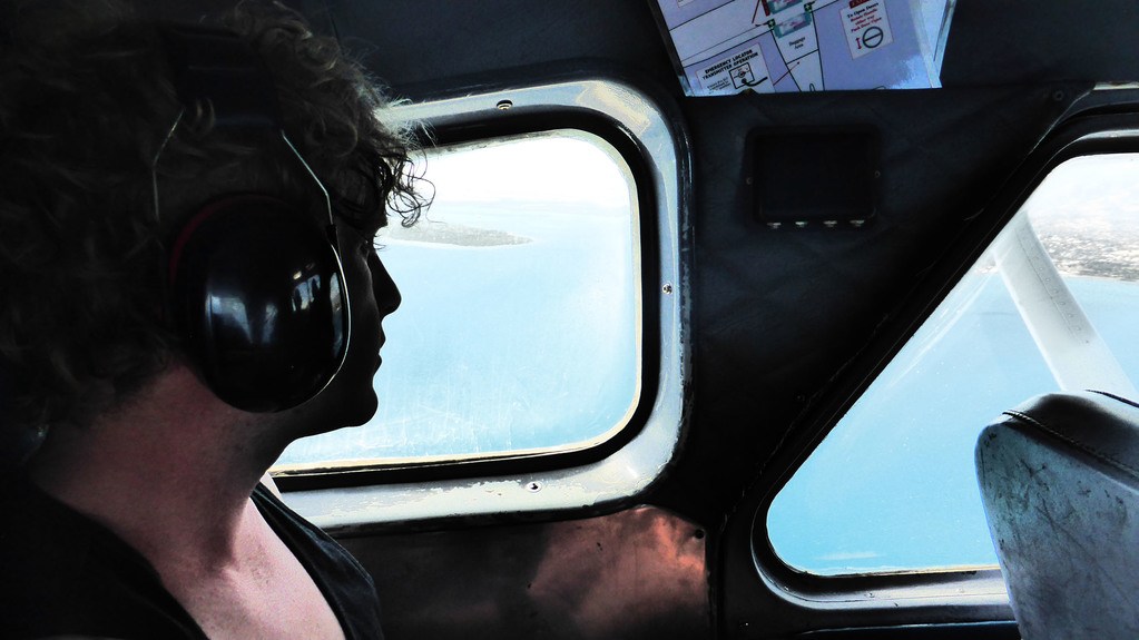 Ben inside Turtle Airways plane returning to Nadi Fiji