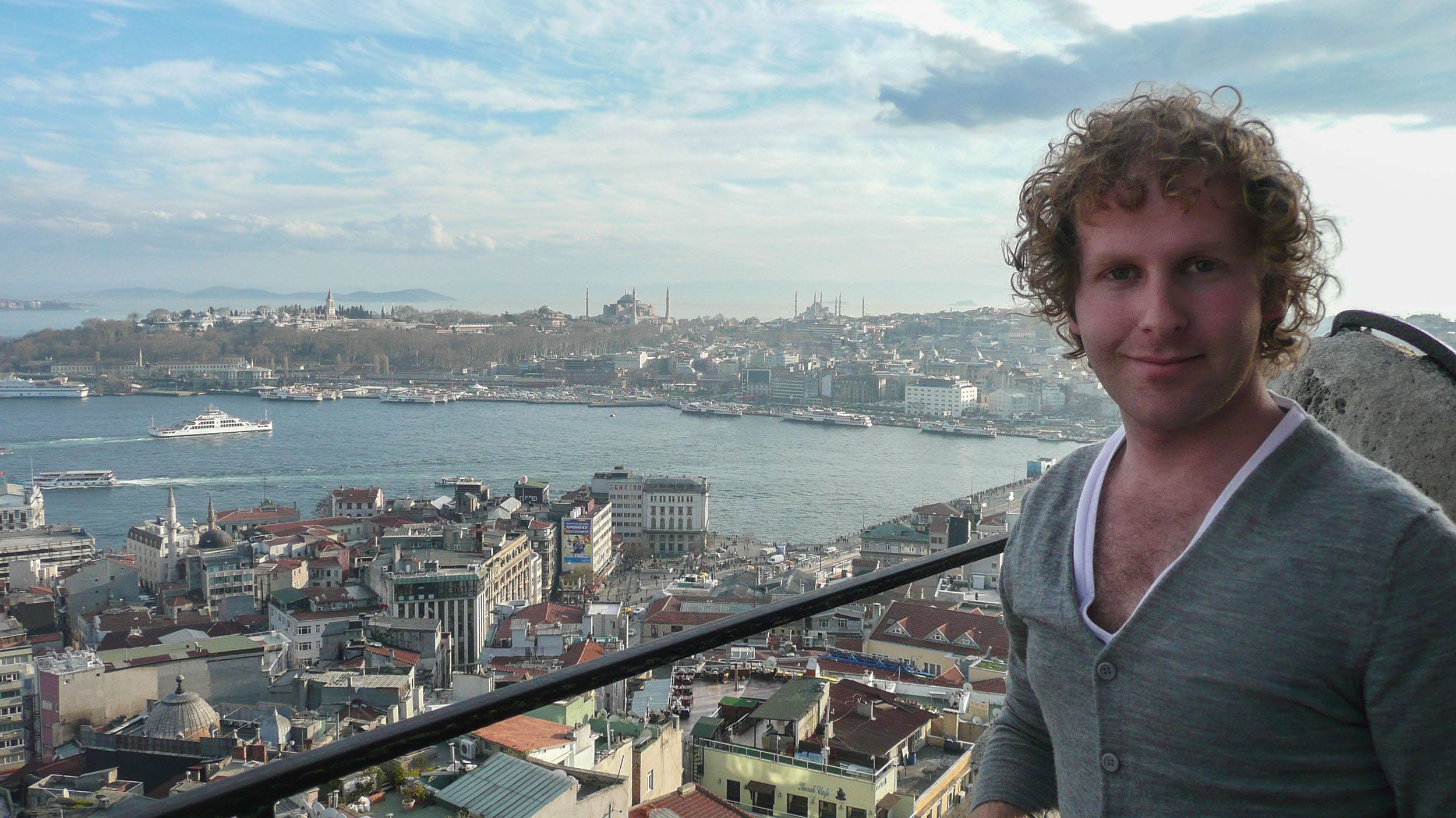 Ben on Galata Tower in Istanbul Turkey