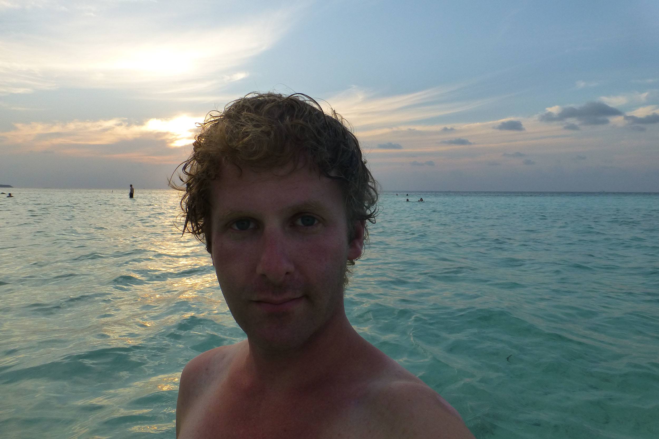 Ben on White Shell Beach on Maafushi The Maldives