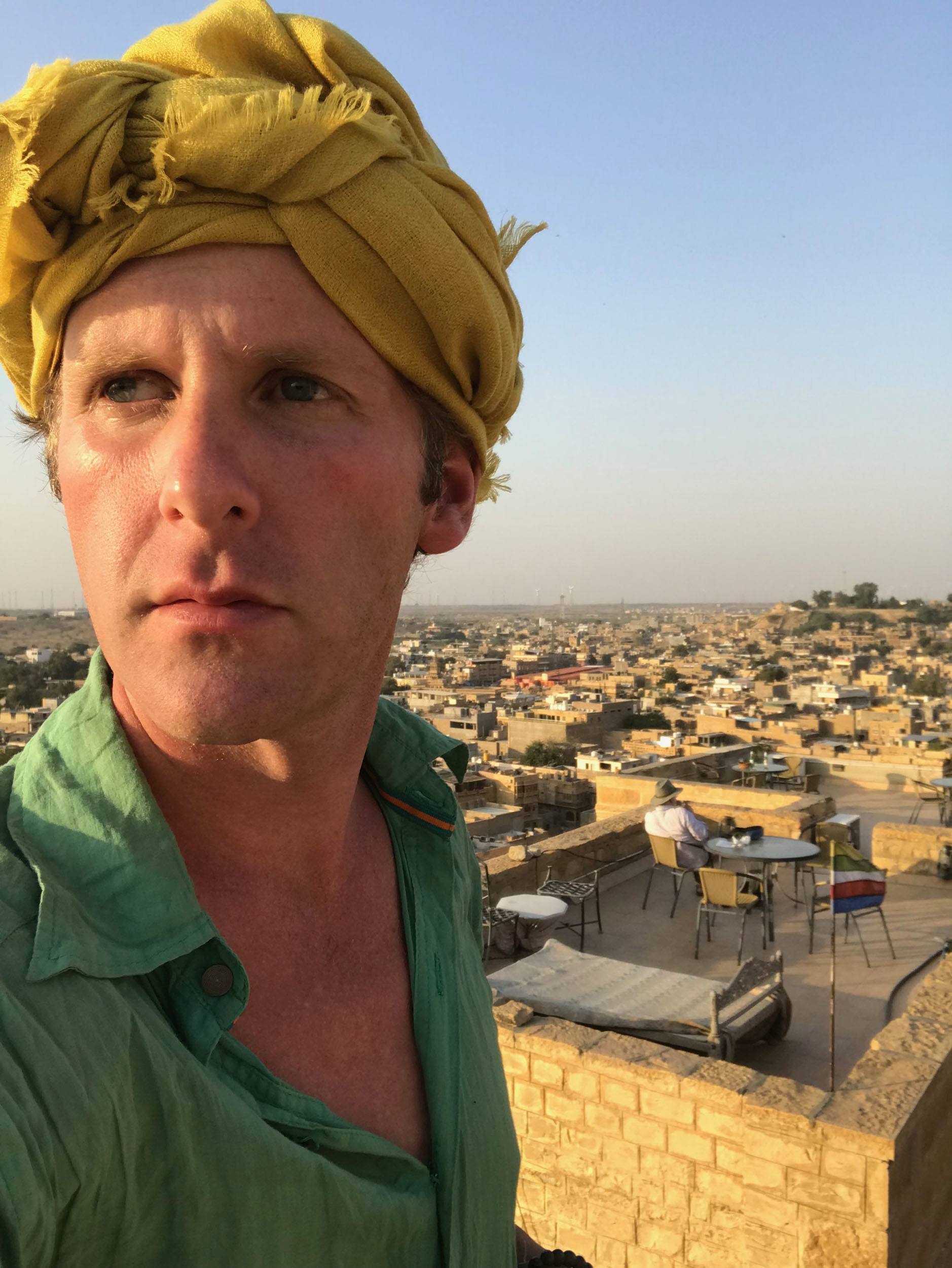 Ben on a hotel roof terrace in Jaisalmer India