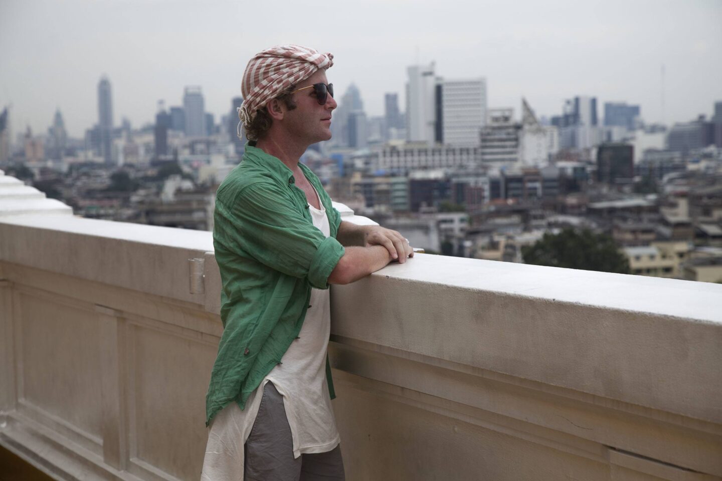 Ben on roof of Wat Sakek in Bangkok Thailand