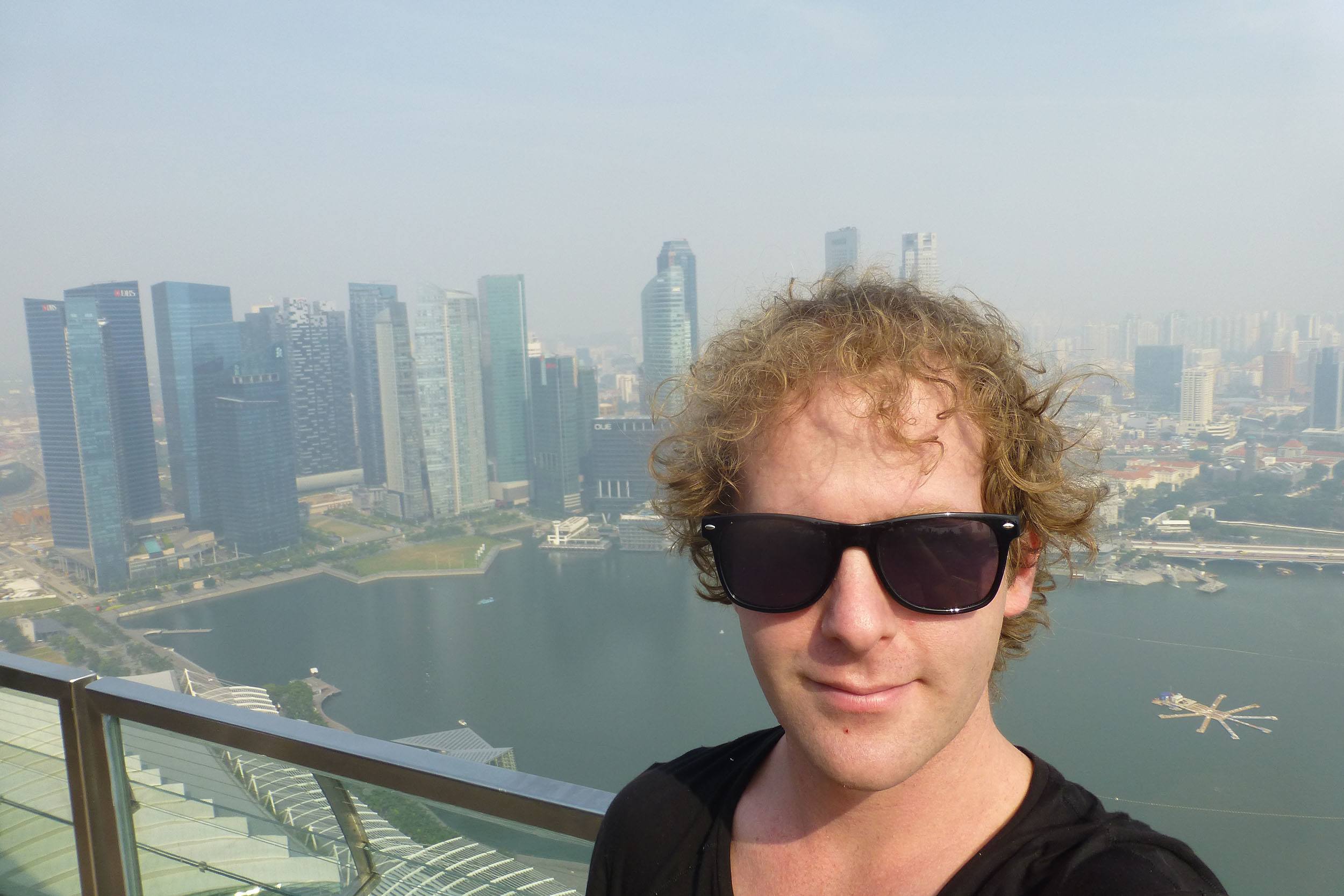 Ben on top of Marina Bay Sands in Singapore