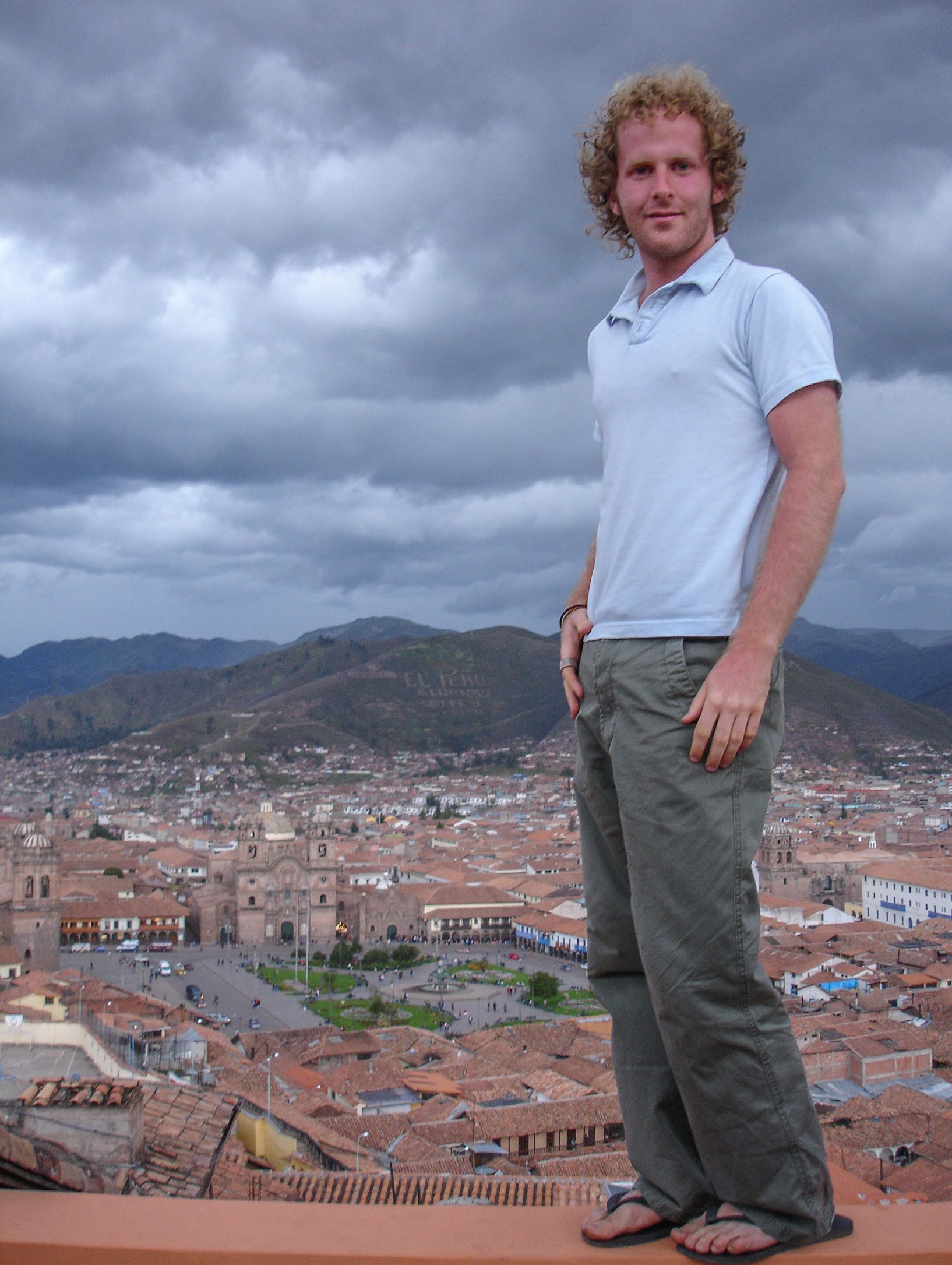 Ben standing on a rooftop terrace in Cusco Peru