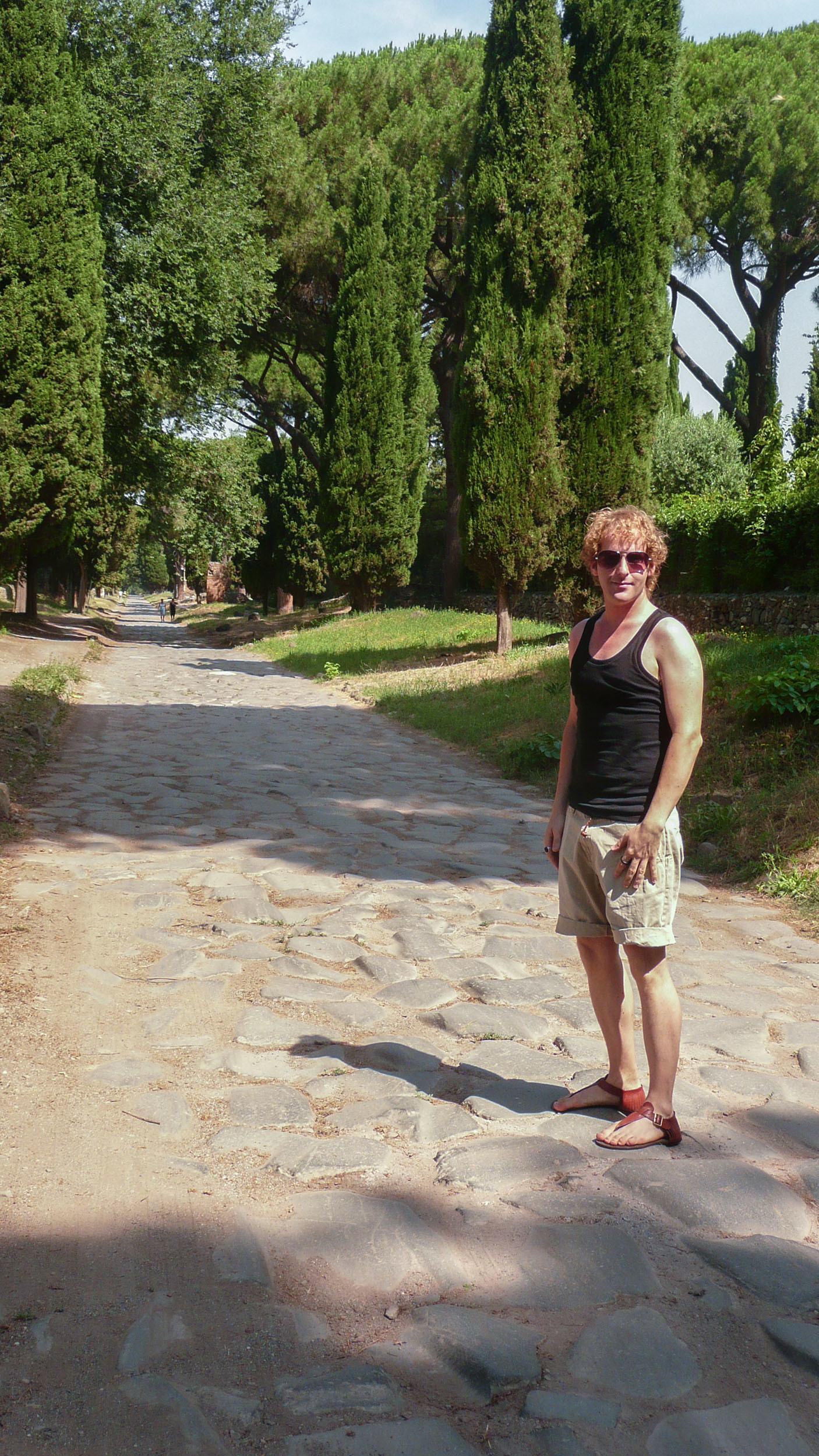 Ben walking along Appian Way Rome Italy