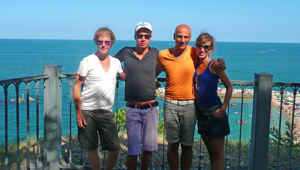 Ben with Roberto and friends near San Benedetto in Italy