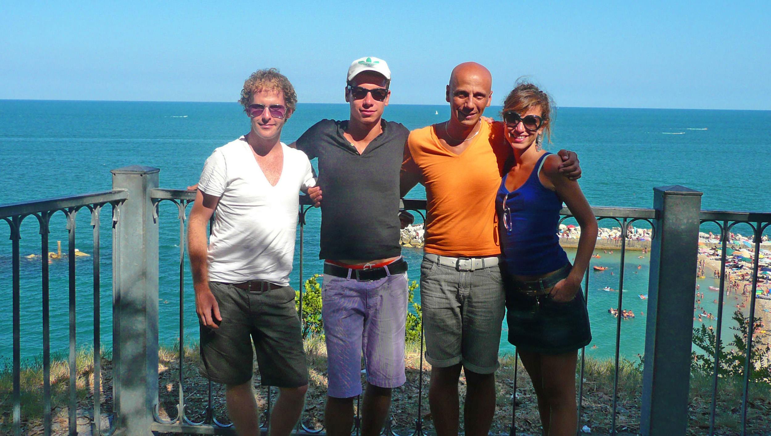 Ben with Roberto and friends near San Benedetto in Italy