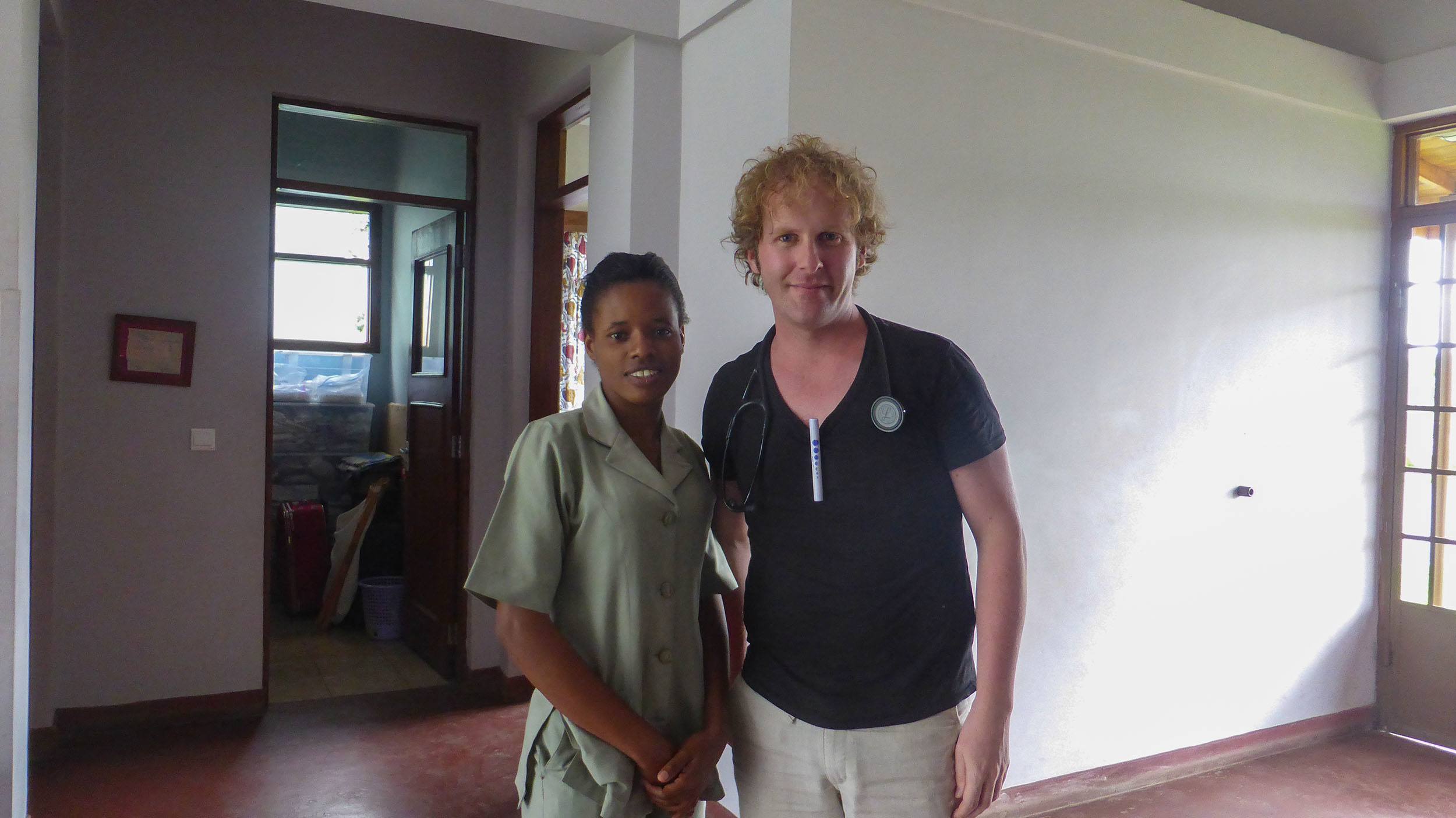 Ben with Tanzanian nurse at Plaster House in Arusha Tanzania