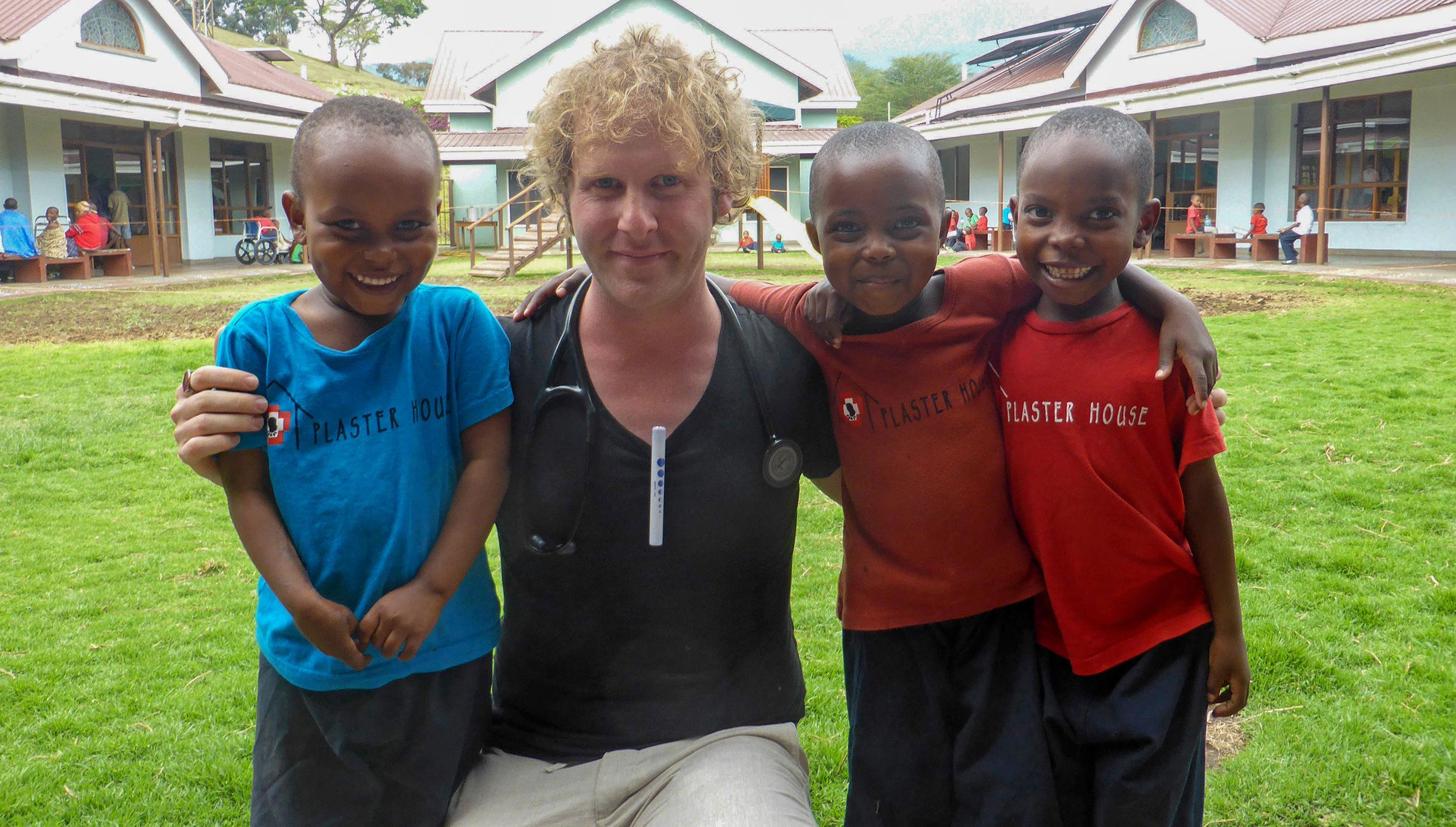 Ben with children at Plaster House Arusha Tanzania