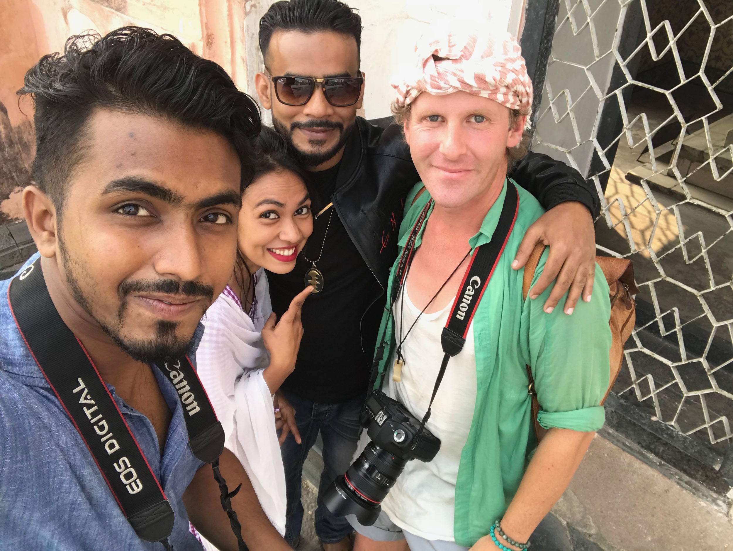 Ben with locals at Lalbagh Fort in Dhaka Bangladesh