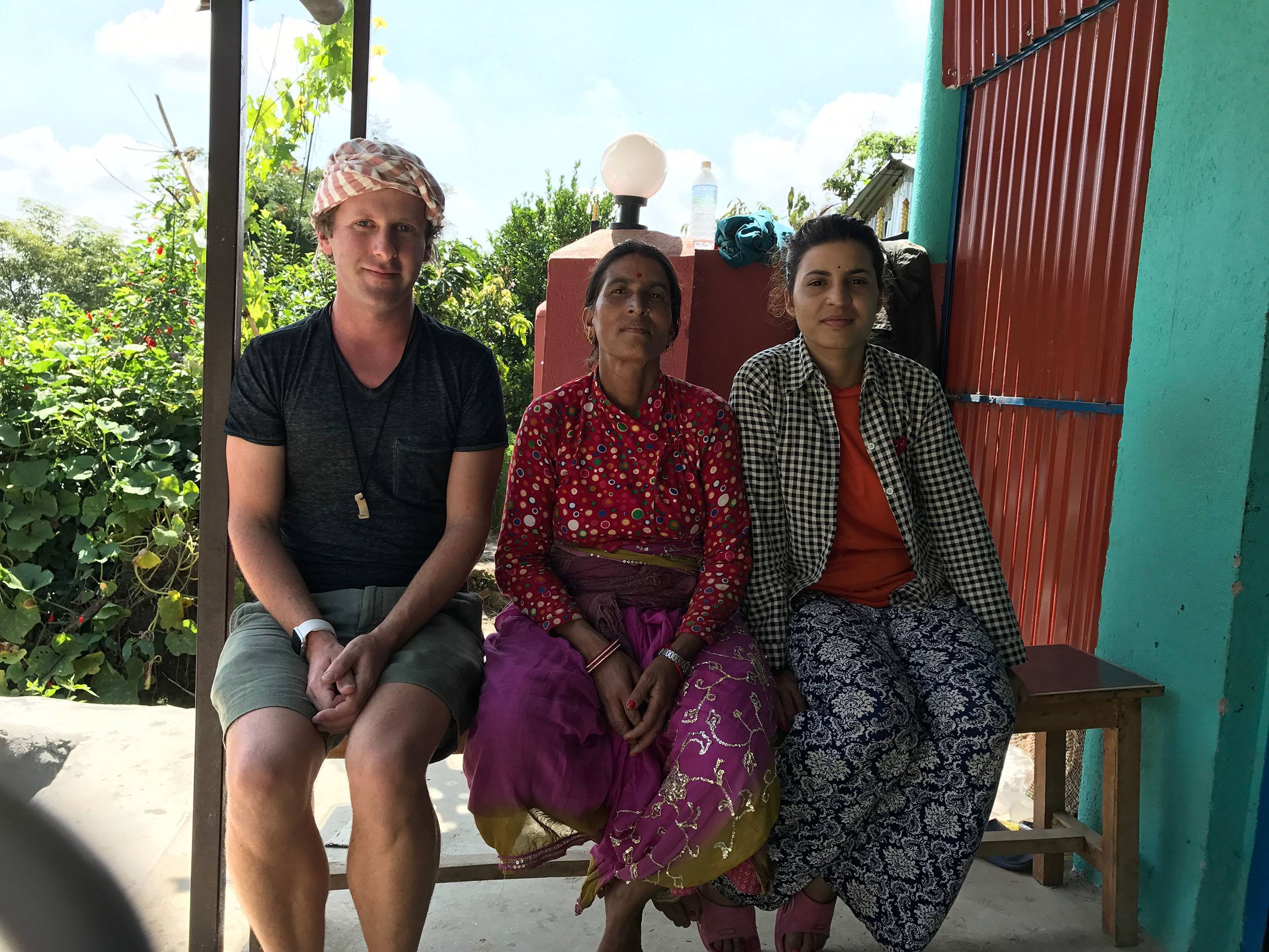 Ben with women of a family in Kavresthali Nepal