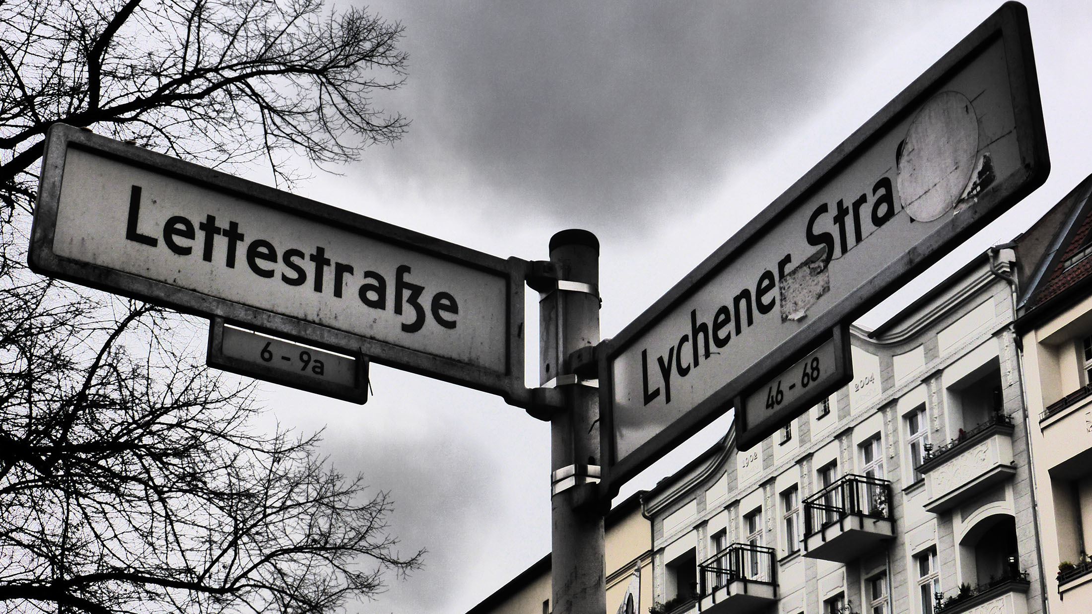 Black and white street sign in Berlin Germany