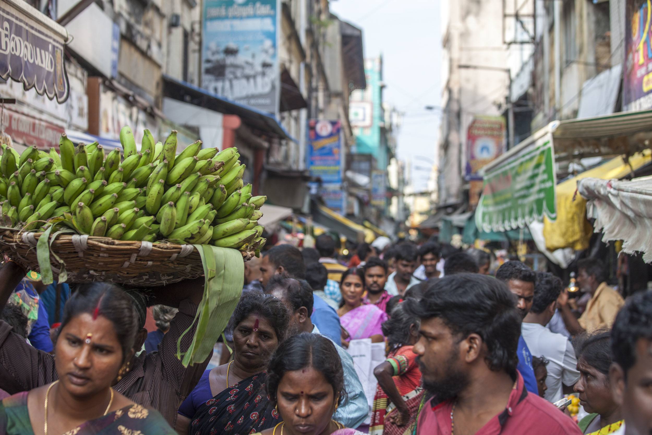 Busy street in city of India