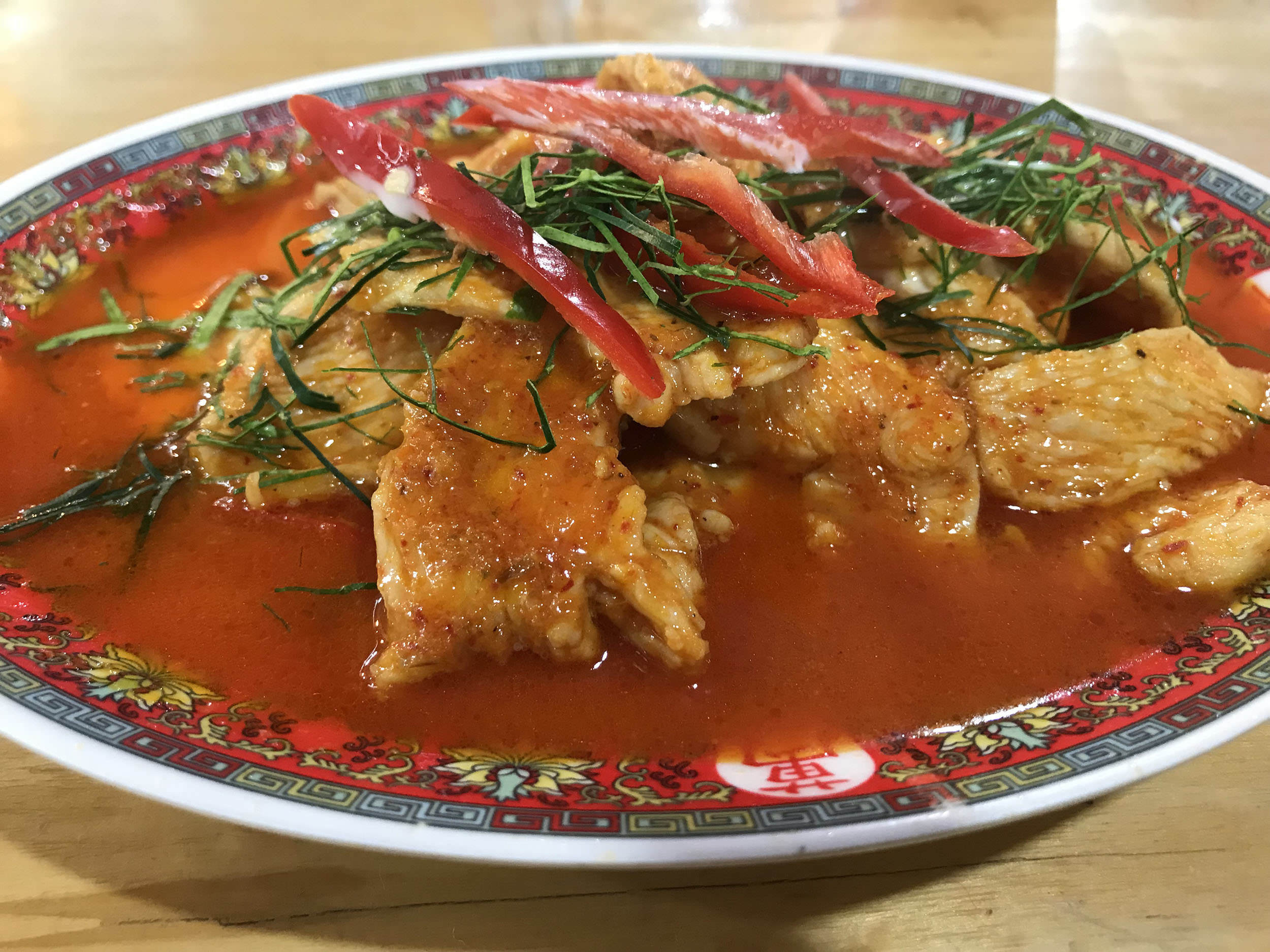 Chicken in red curry sauce on Koh Samui Thailand