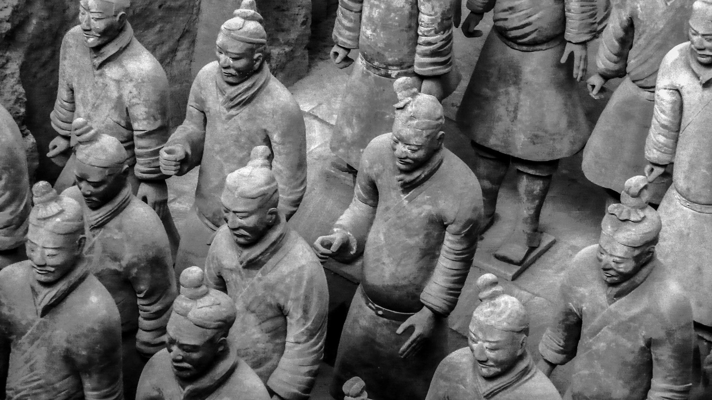 Closeup of the Terracotta Warriors in Xian China