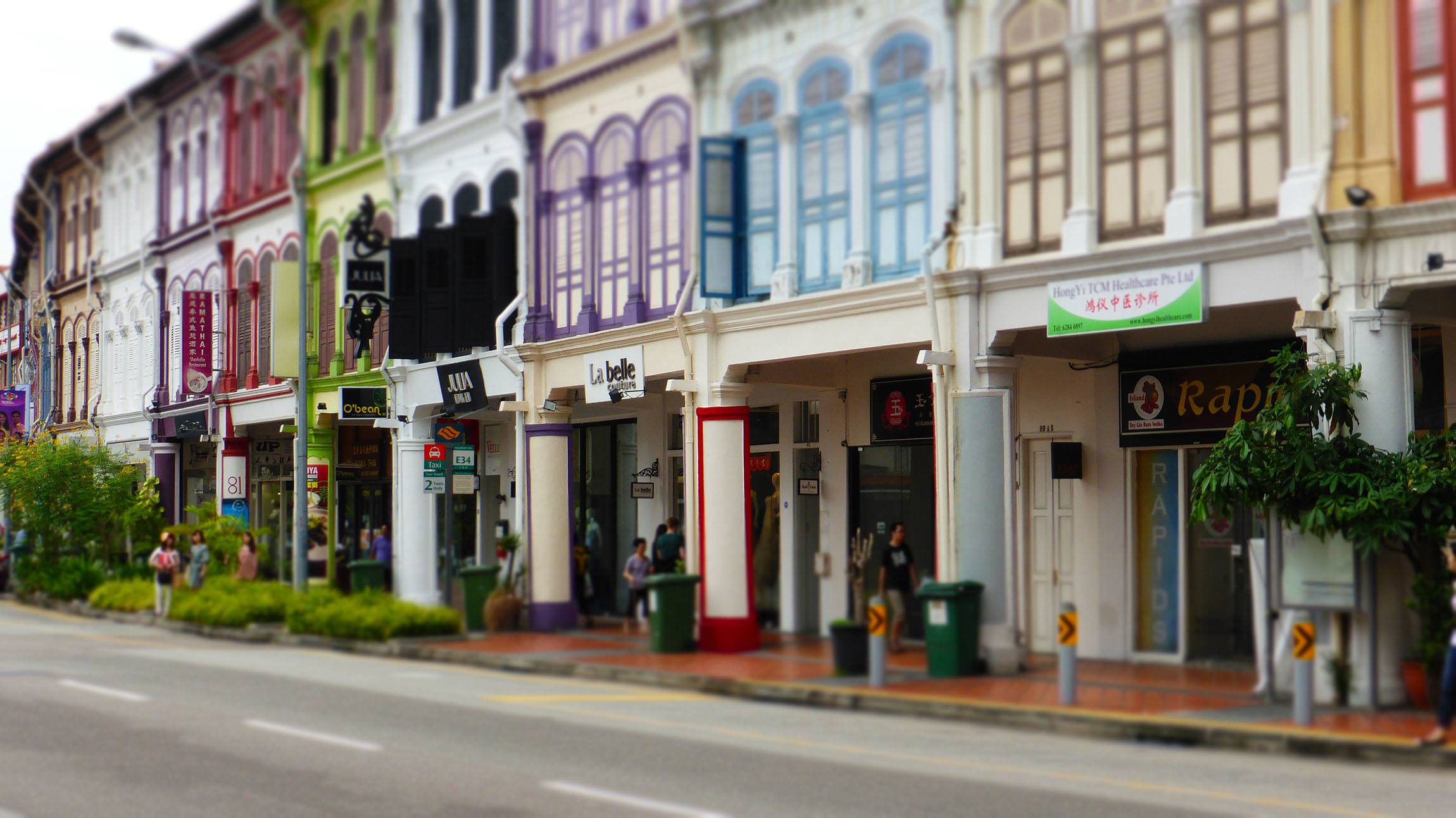 Colourful traditional terraced houses in Joo Chiat Singapore