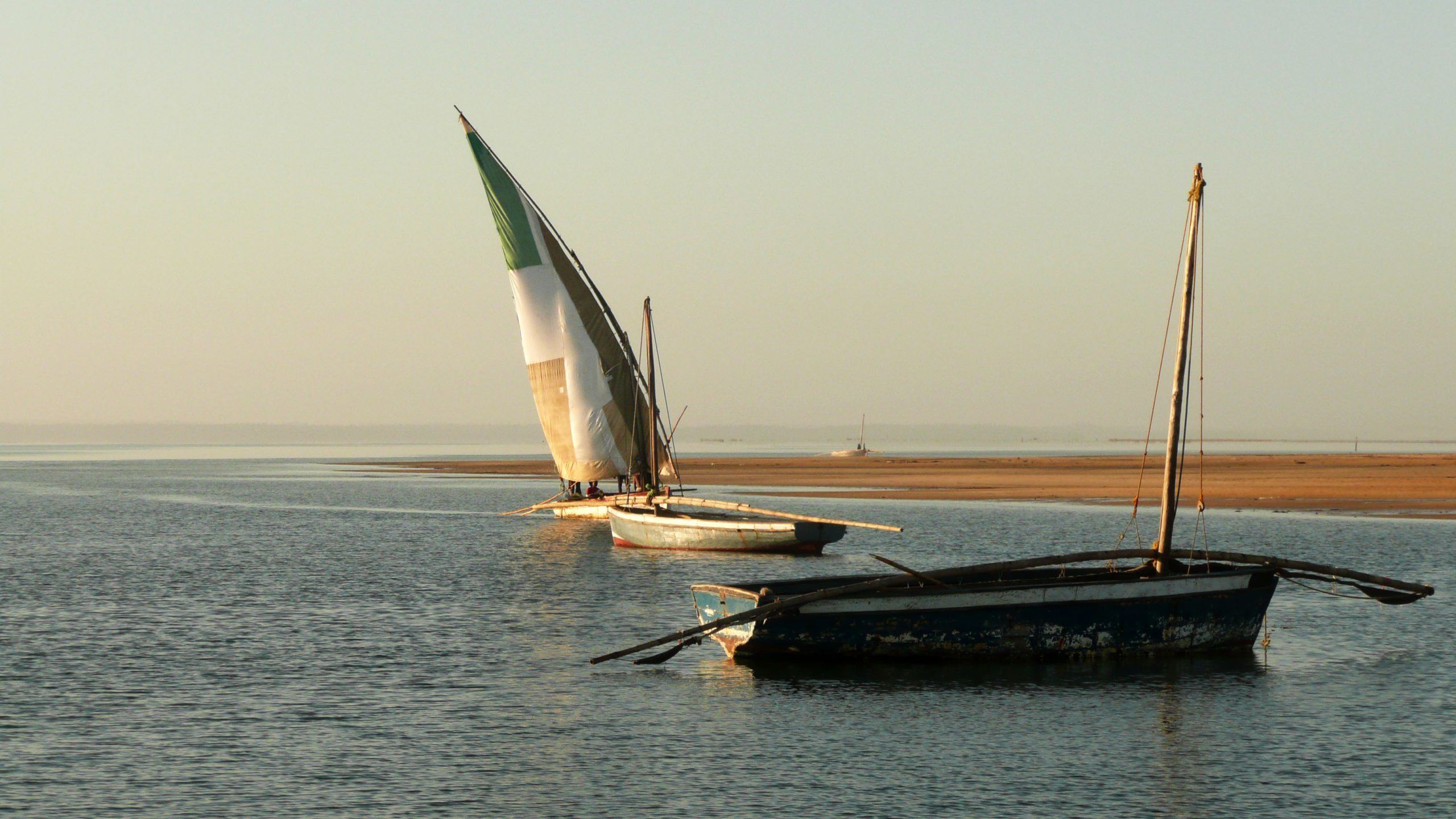 Dhow sailing in water near Inhambane Mozambique