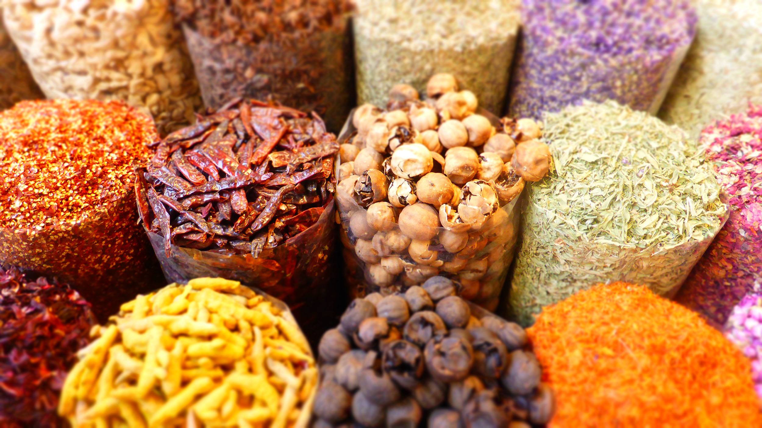 Dried fruit and spices at Old Souk Dubai United Arab Emirates