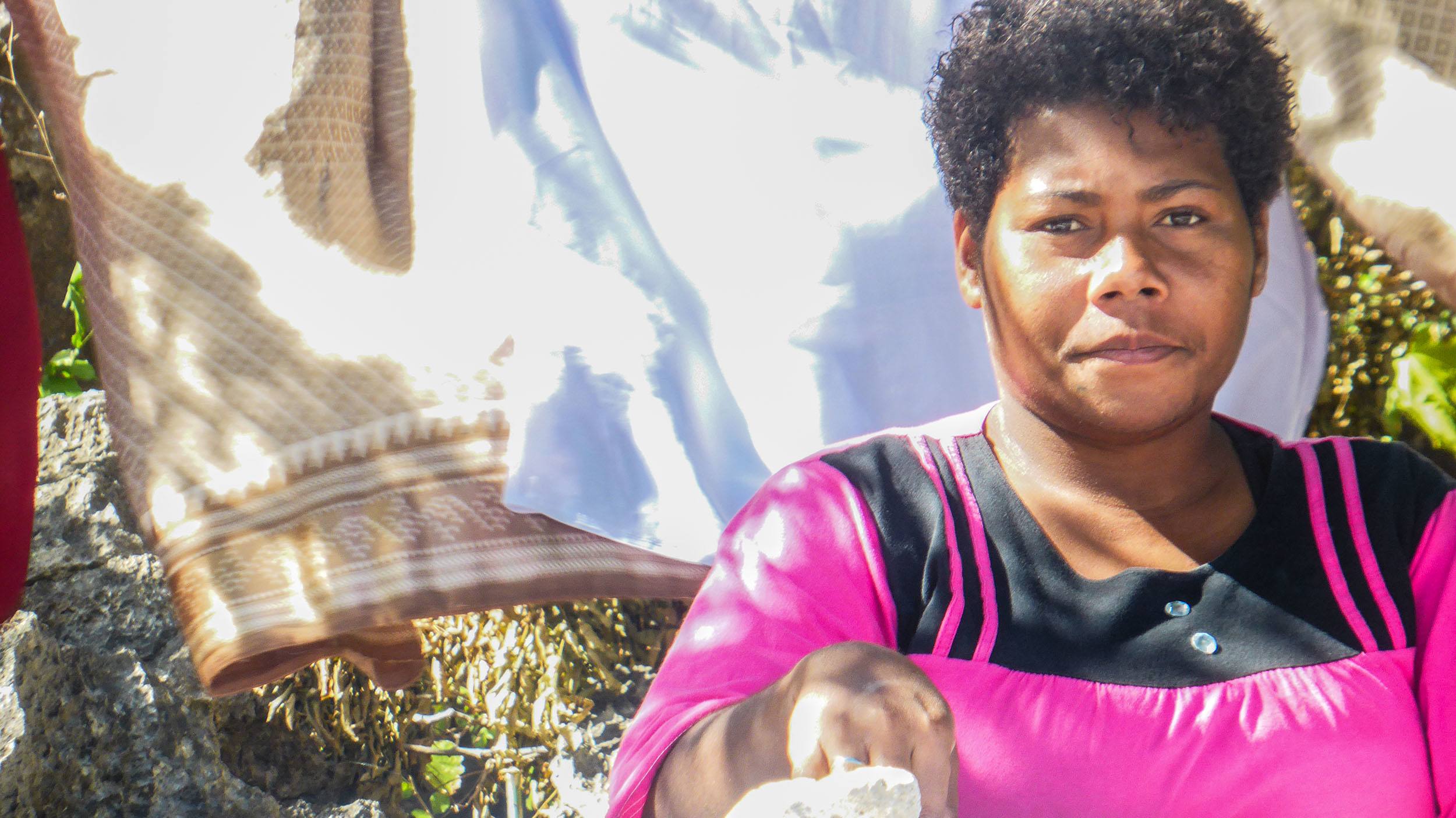 Fijian woman at market in Fiji