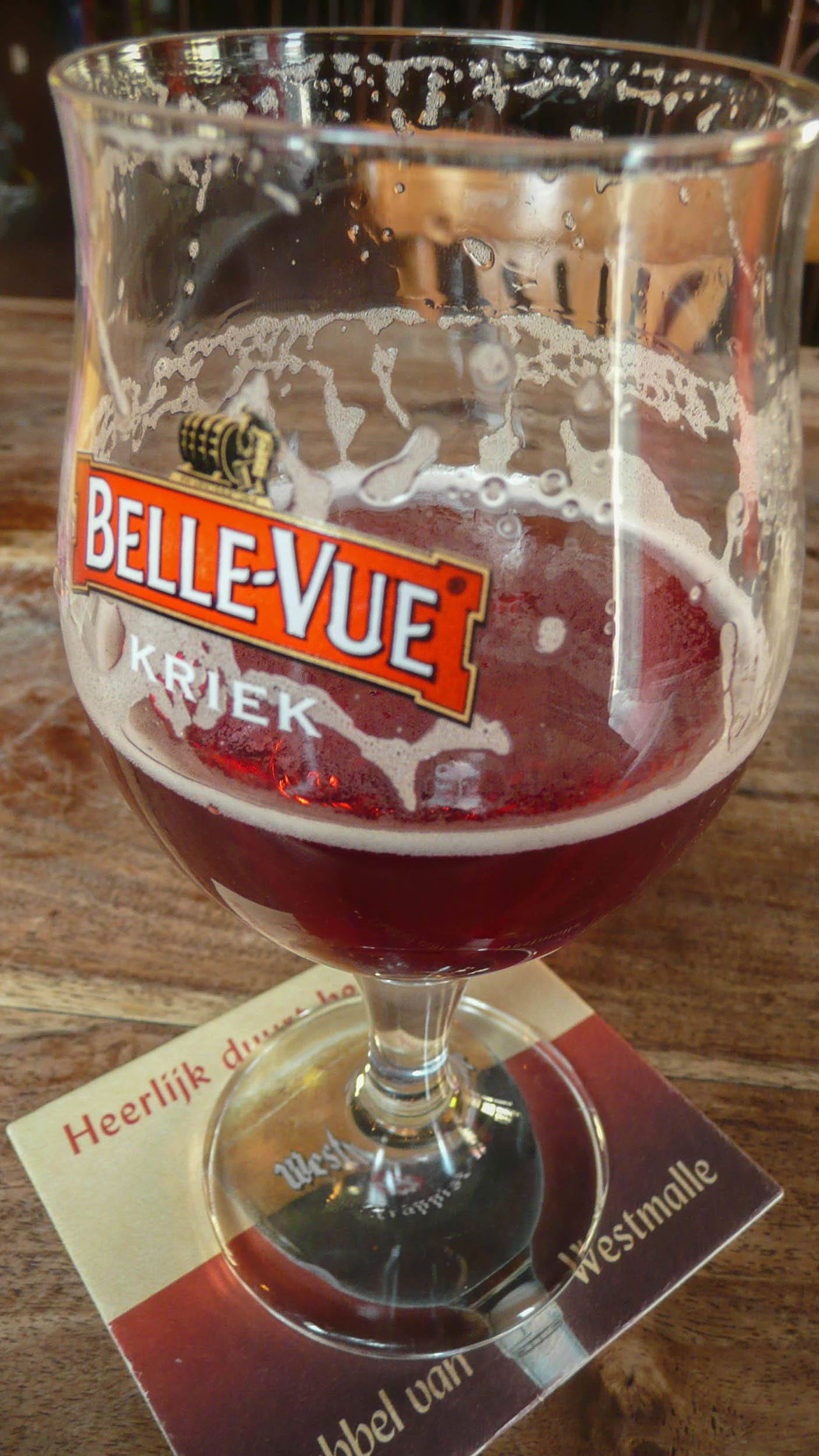 Glass of Kriek Beer in Bruges Belgium