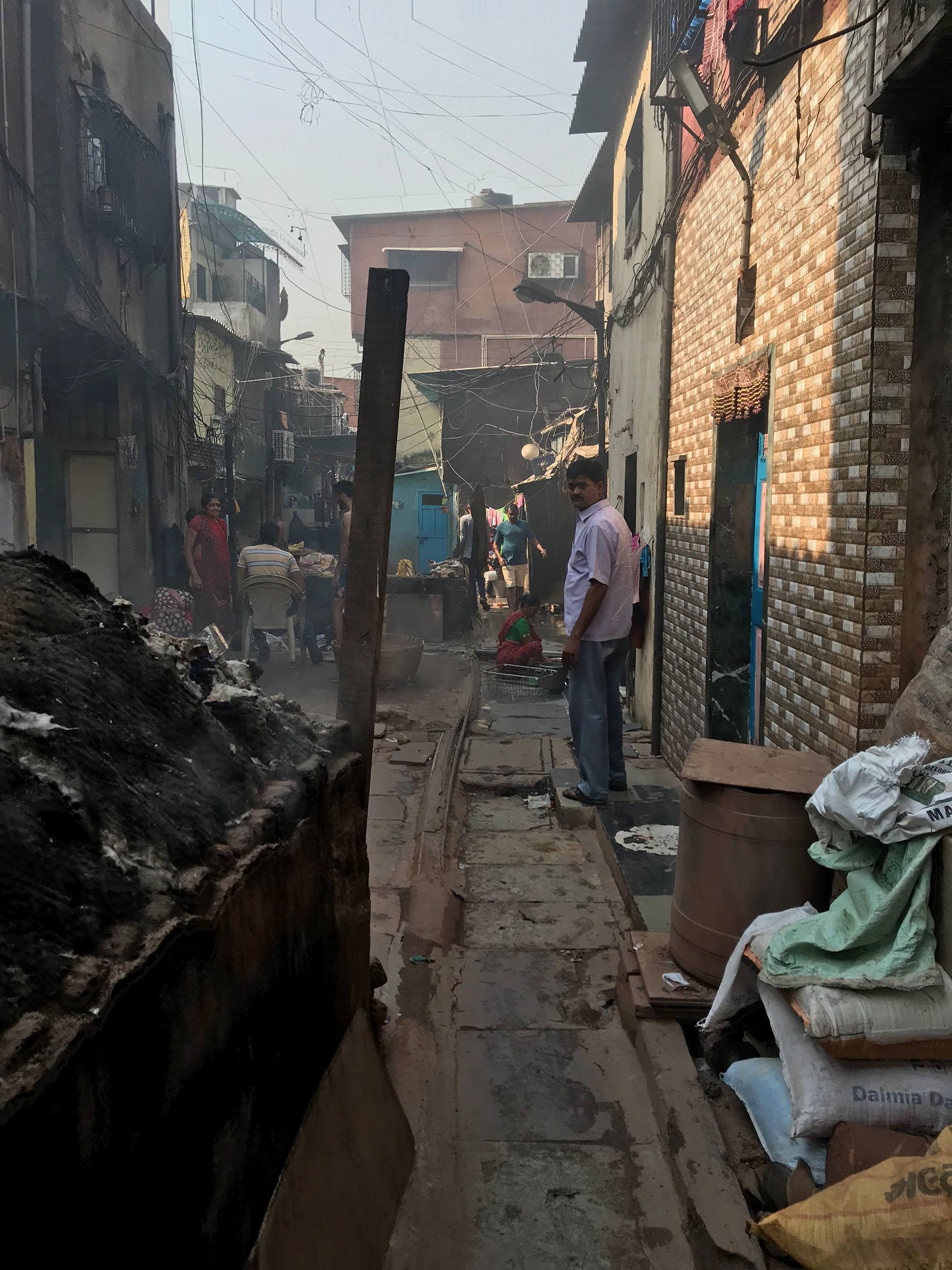 Interior of Dharavi slum Mumbai India