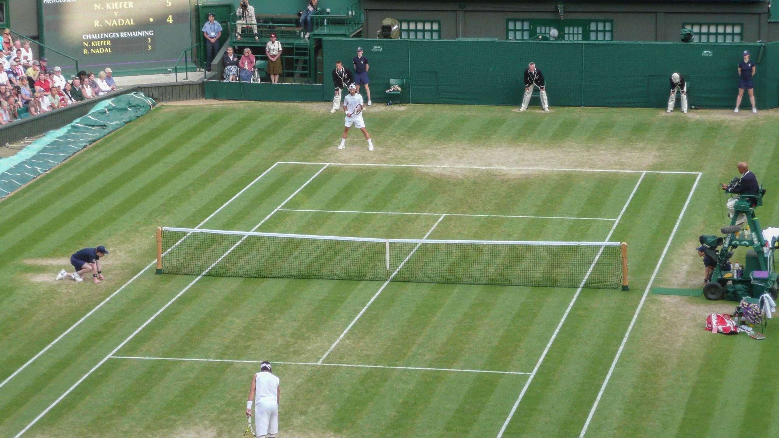 Nadal and Kiefer playing in Centre Court at Wimbledon London England United Kingdom