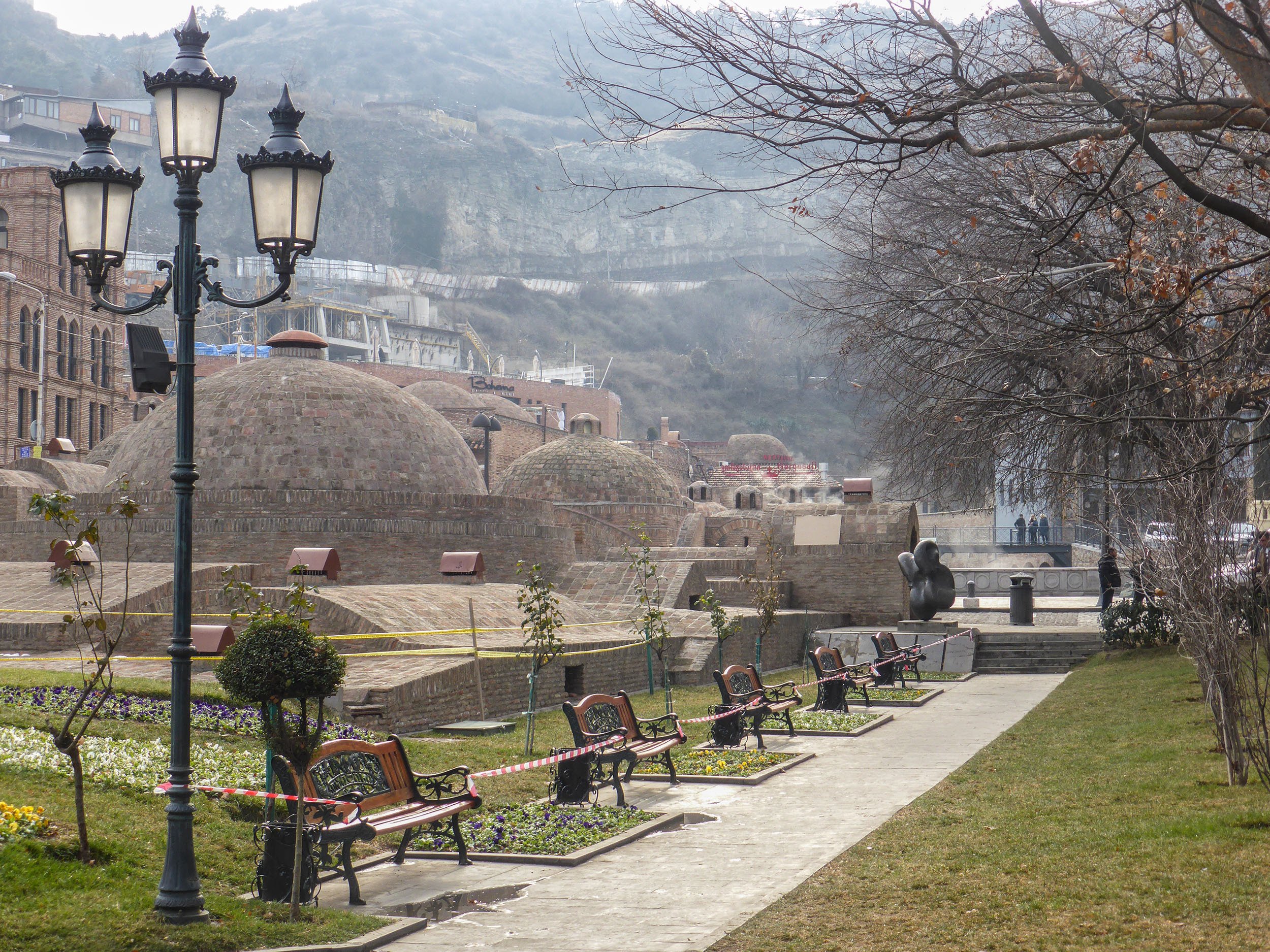 Park outside Sulphur Baths in Abanotubani District Tbilisi Georgia