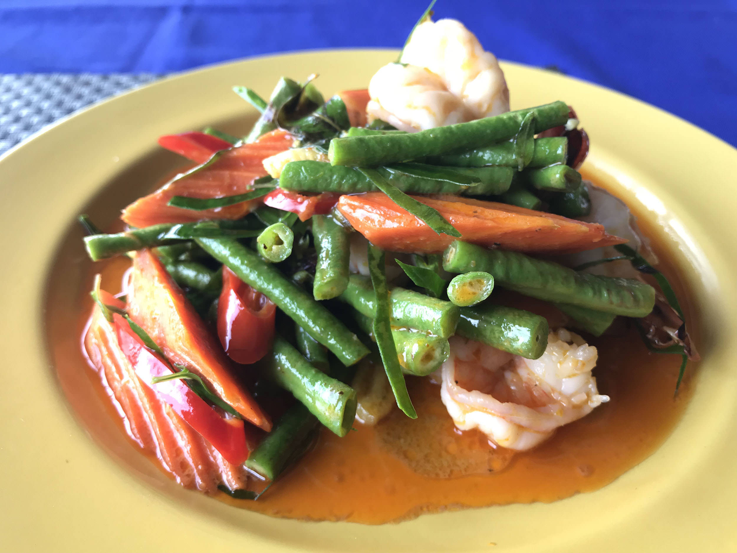 Prawns in Thai sauce on Koh Samui Thailand