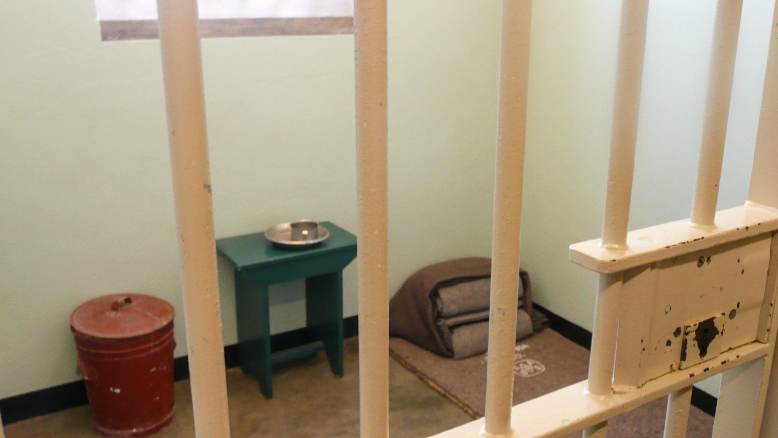 Prison cell of Nelson Mandela on Robben Island South Africa