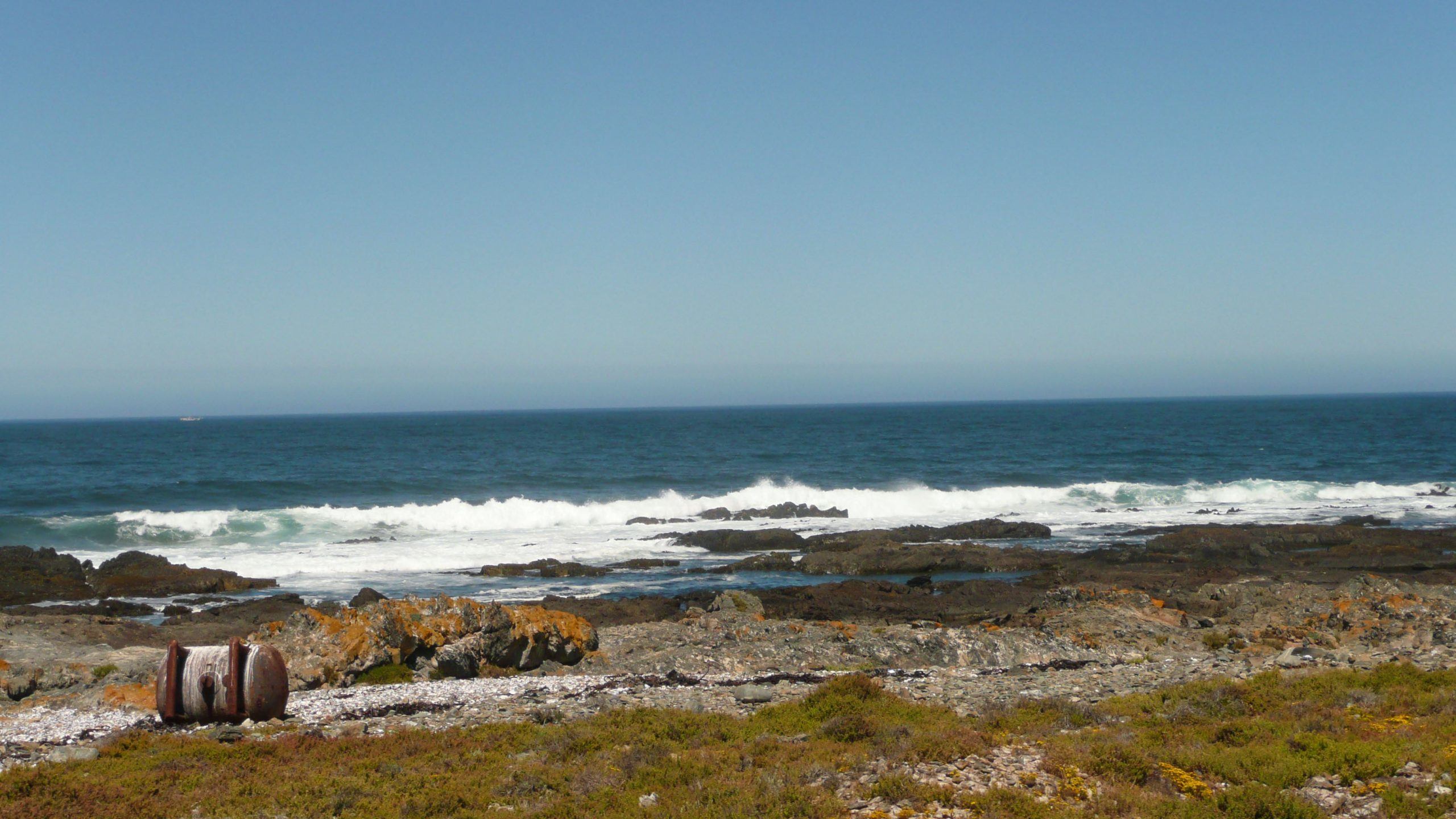 Rolling waves on Robben Island Cape Town South Africa