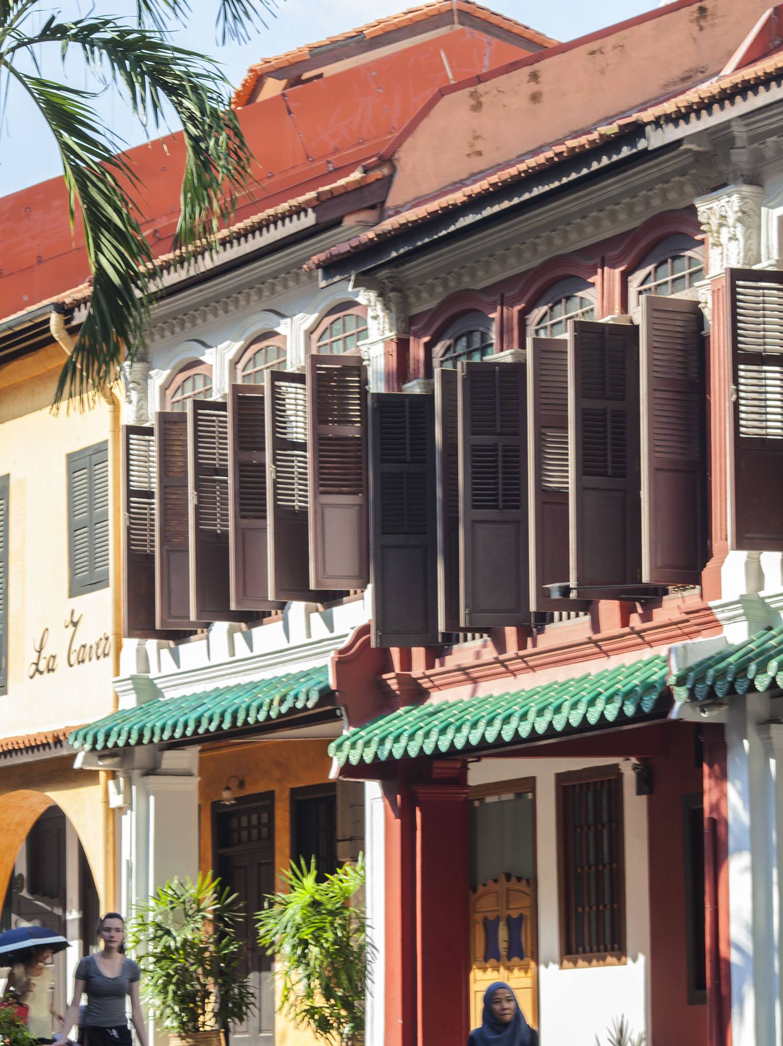 Row of colourful terrace houses in Singapore