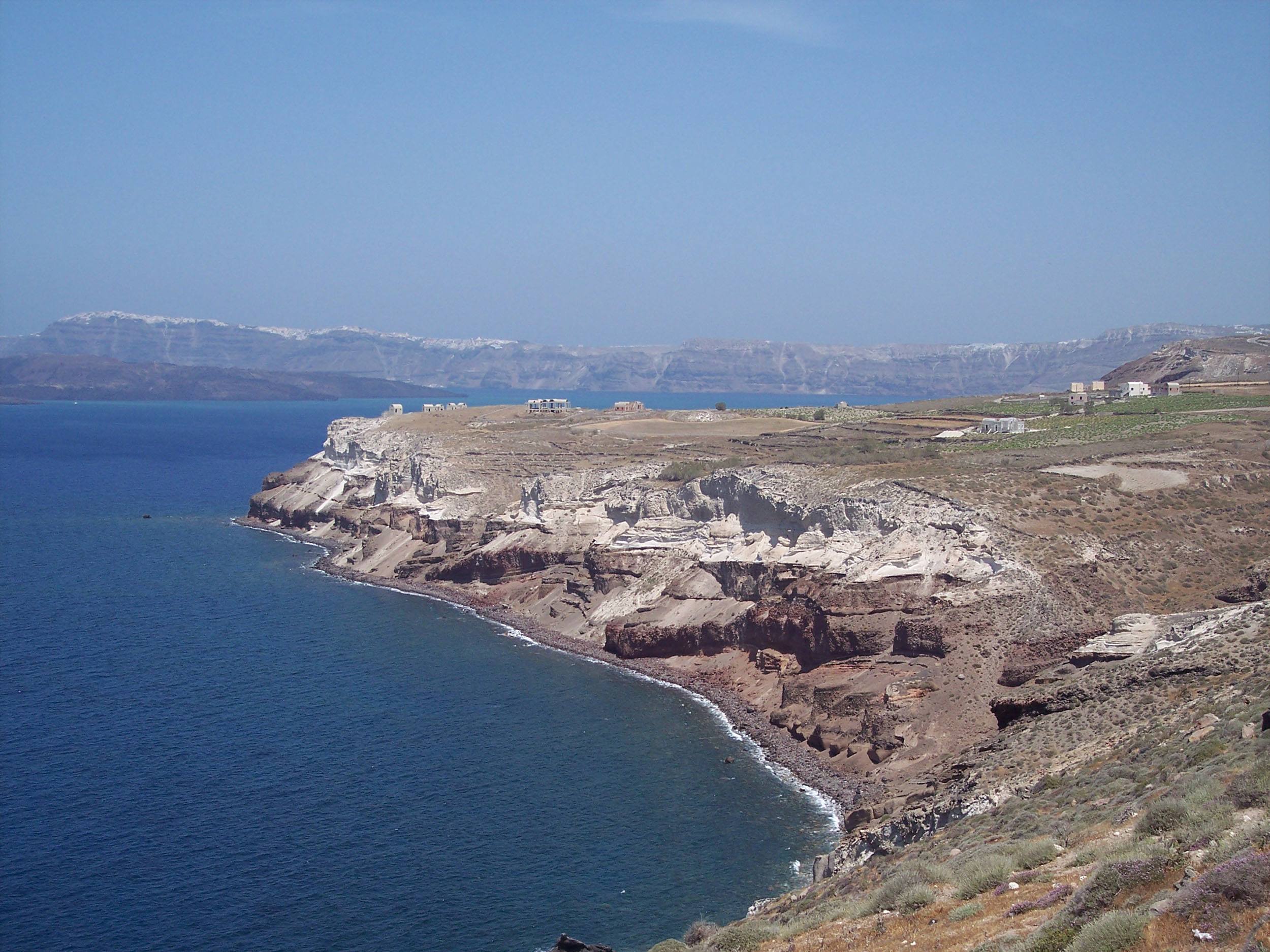 Rugged cliffs of Santorini in Greece