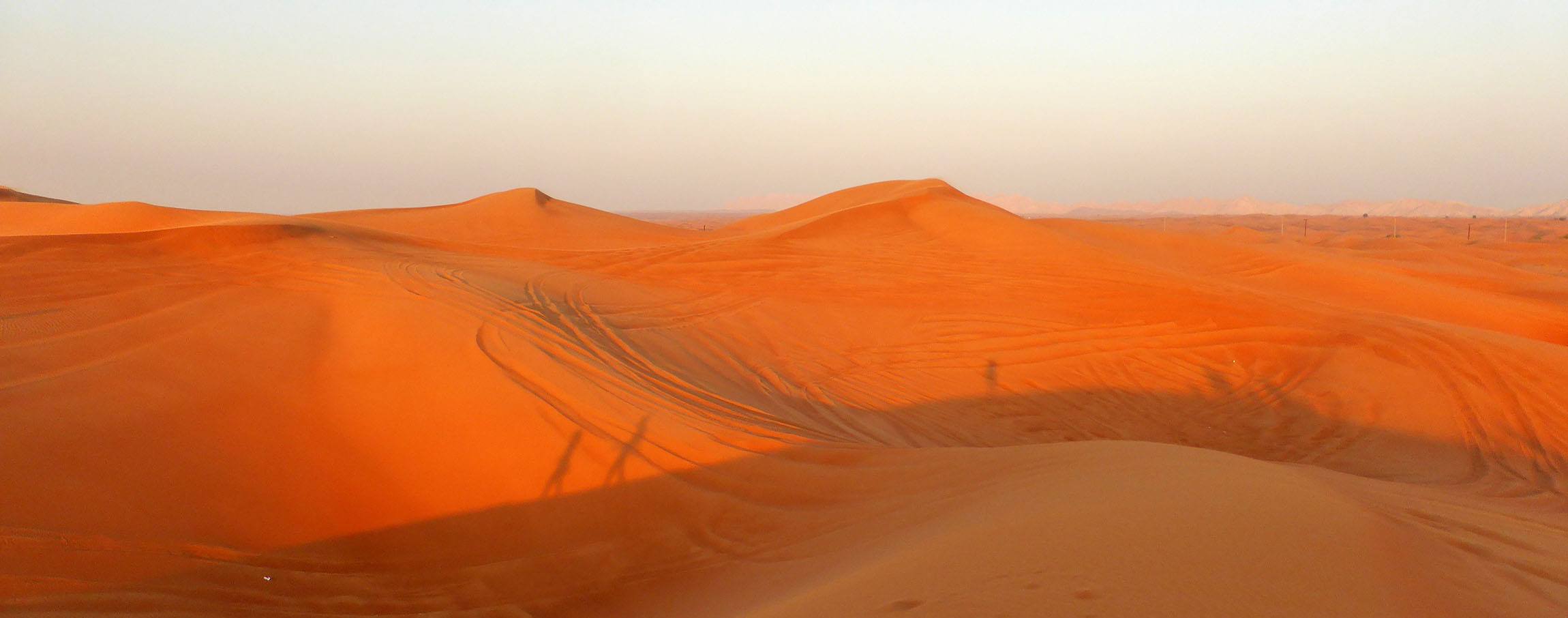 Sand dunes at dusk near Dubai United Arab Emirates