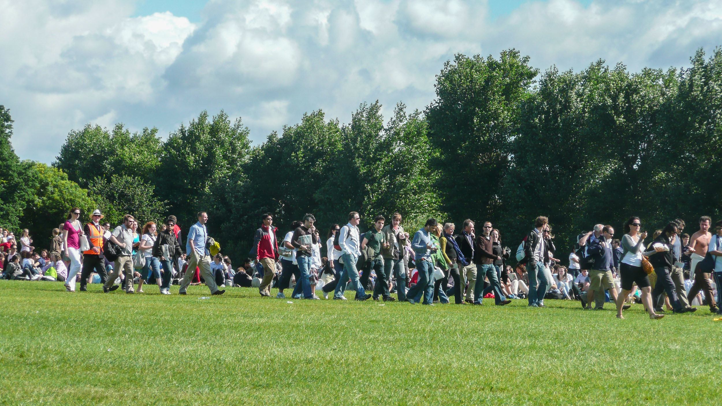 Spectators queuing for a Wimbledon ticket in a park London England United Kingdom