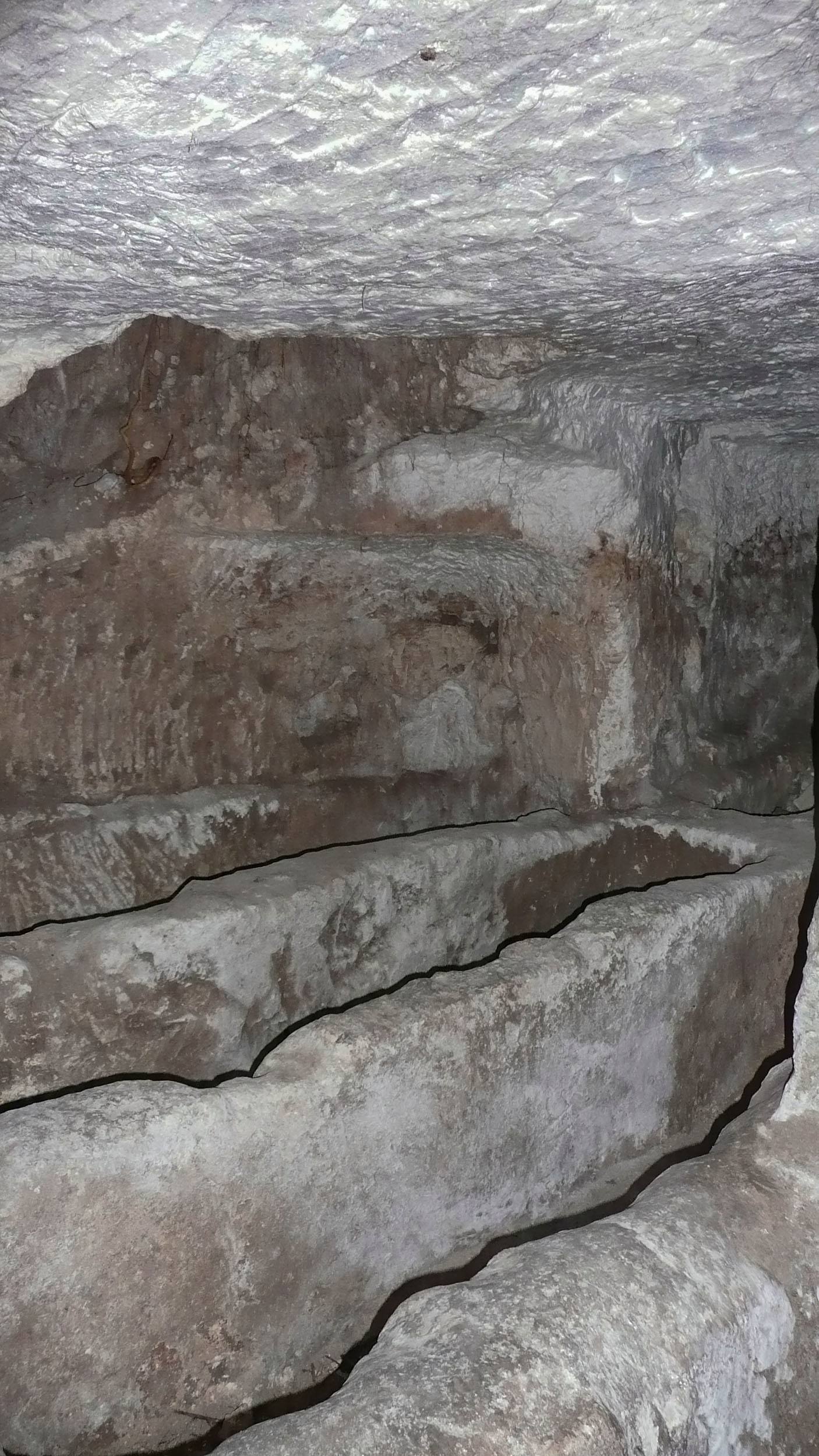 Stone coffin inside St Paul's Catacombs in Malta