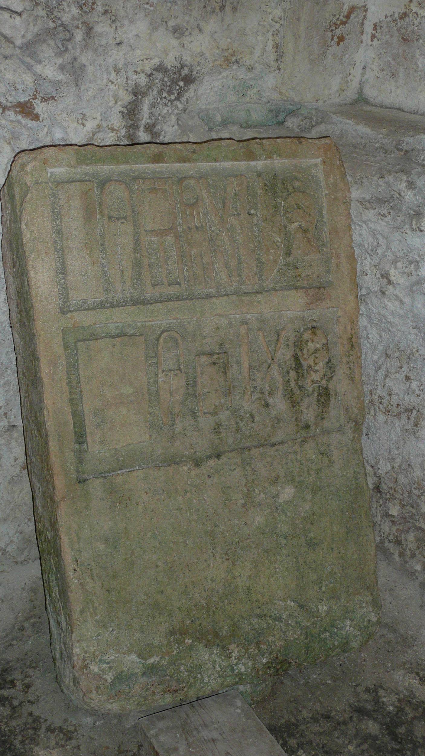 Stone tablet inside St Paul's Catacombs Malta