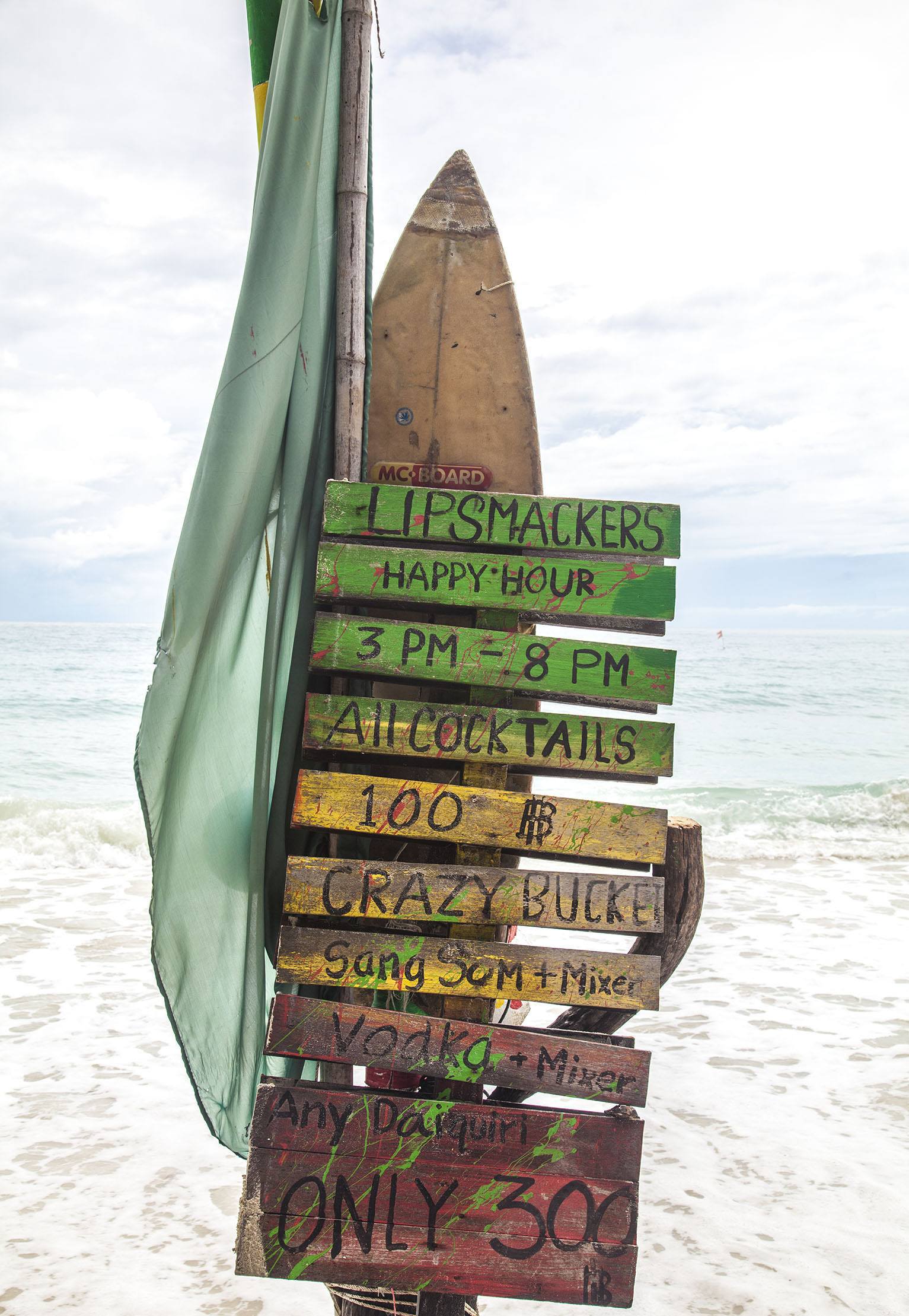 Surfboard sign on Chaweng Beach Koh Samui Thailand